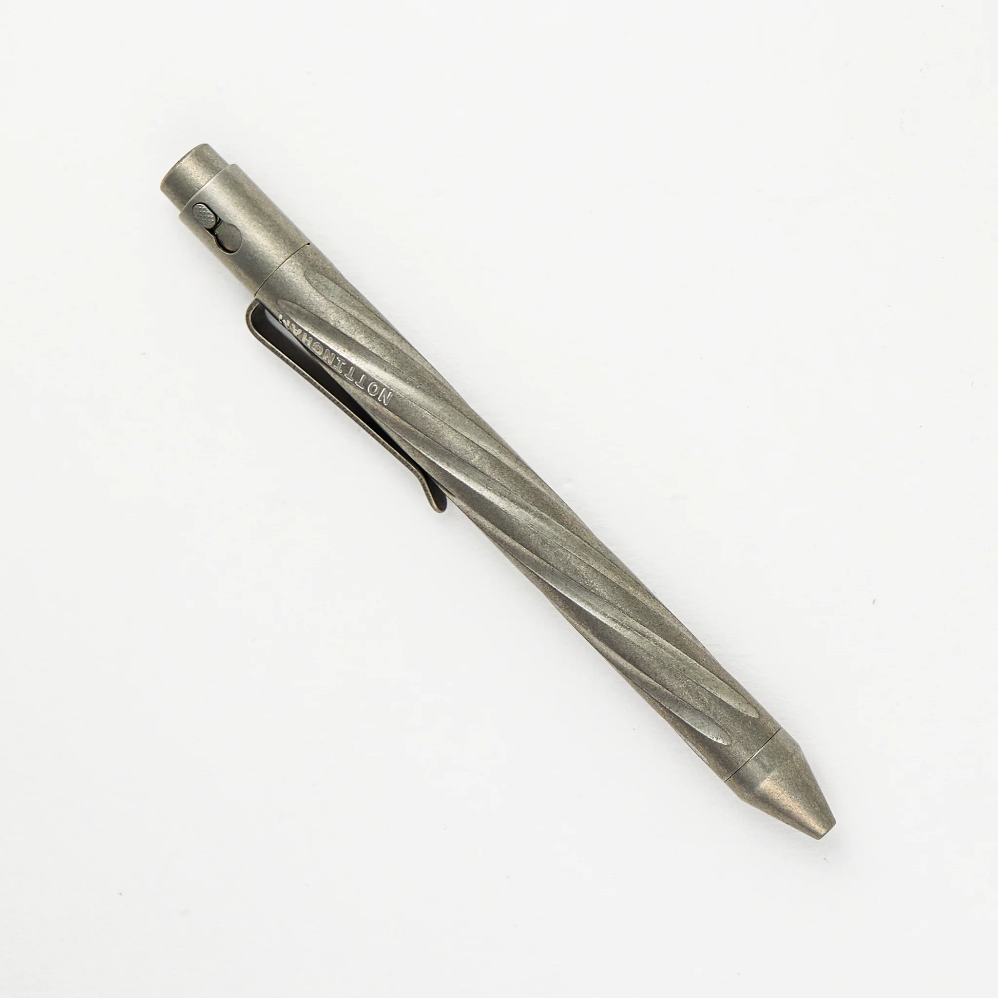 TiButton - Titanium Parker Full Spiral Flute RH SL Tumbled Pen - Image 2