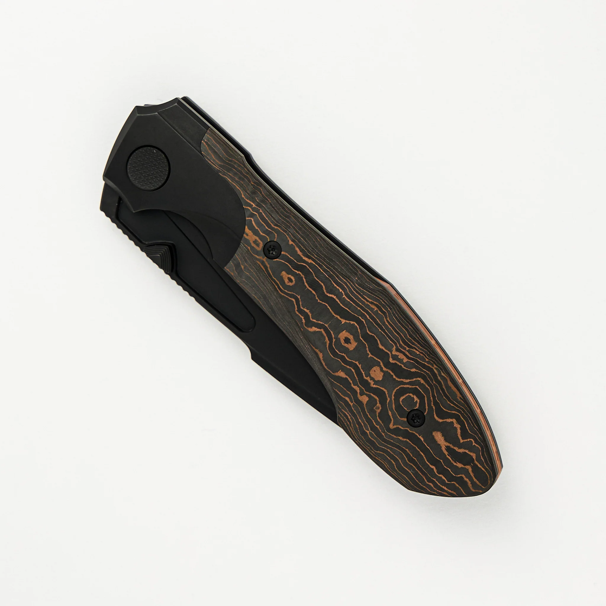 Voodoo - Black PVD/Light Stonewash Ti/Copper Camo Carbon FIber Handle - Black PVD Light Stonewash M390 Blade - Image 3