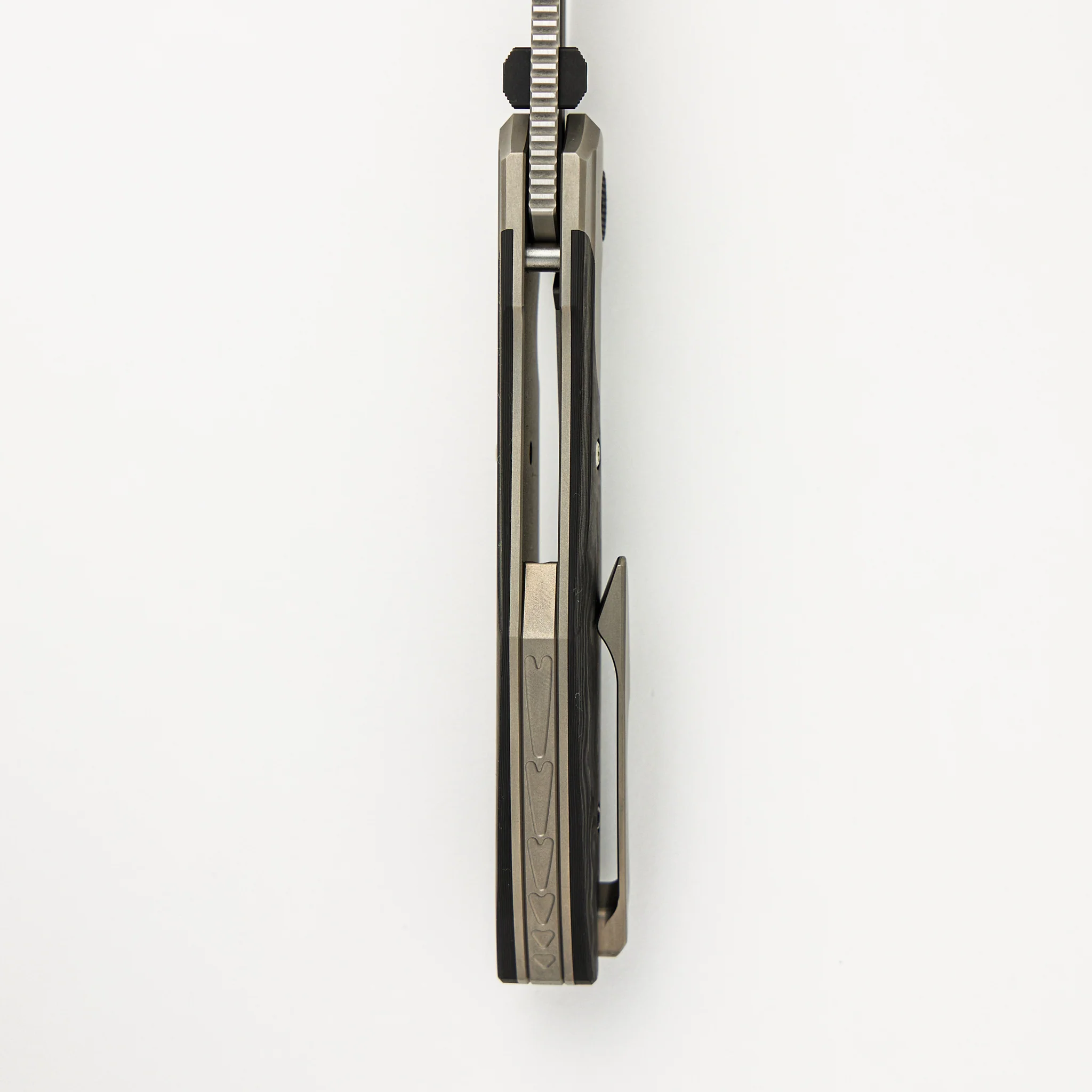 Voodoo - Glass Bead Blasted Ti/Black Camo Carbon Fiber Handle - Hand Rubbed Satin M390 Blade - Image 7