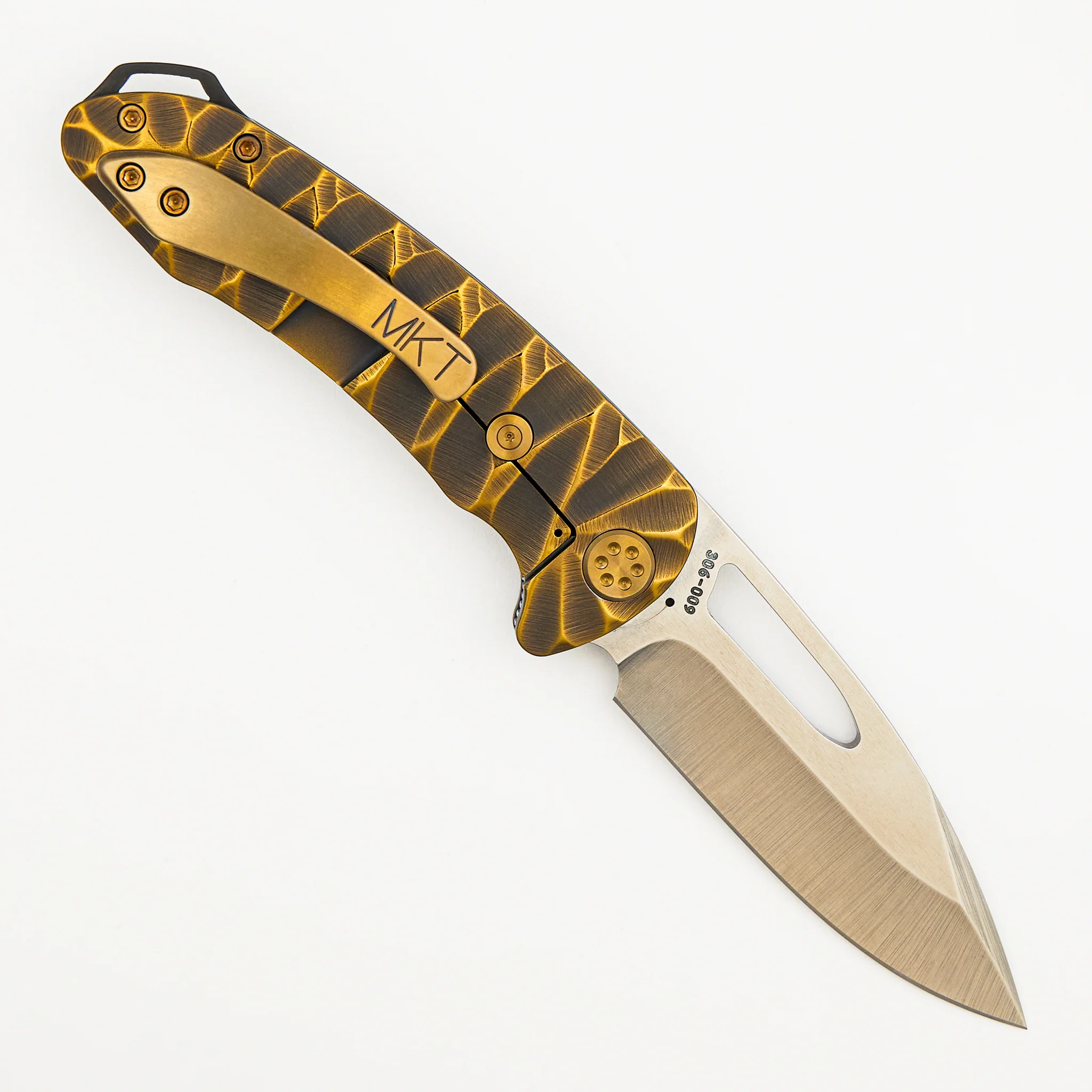 On Belay - Tumbled S45VN Blade - Violet/Bronze "Predator" Handle - Image 2
