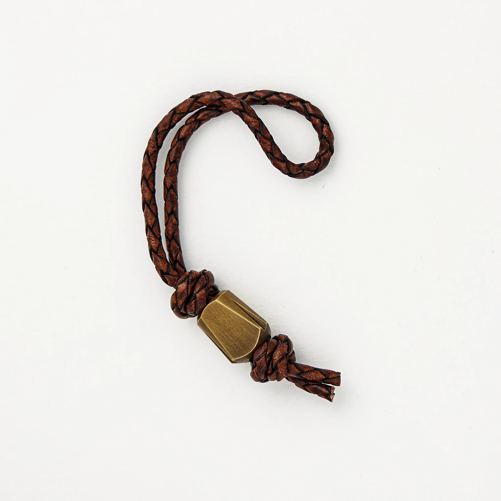 Bead – Antique Brass - Thick Brown Leather - Image 2