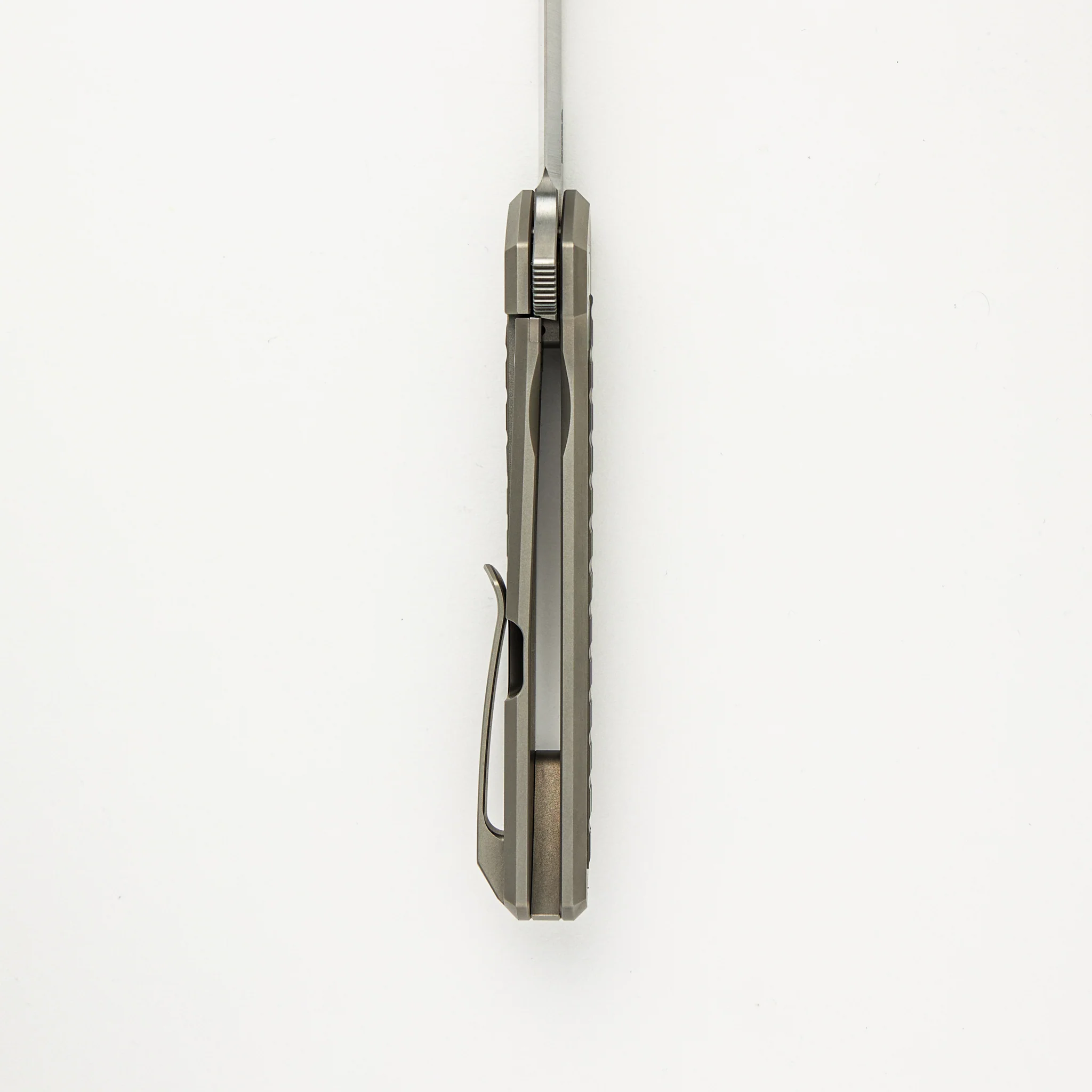 Cobra - Titanium Handle W/ Titanium Frag Dark Bead Blast Inlays - Belt Satin CPM-M4 Blade - Image 6