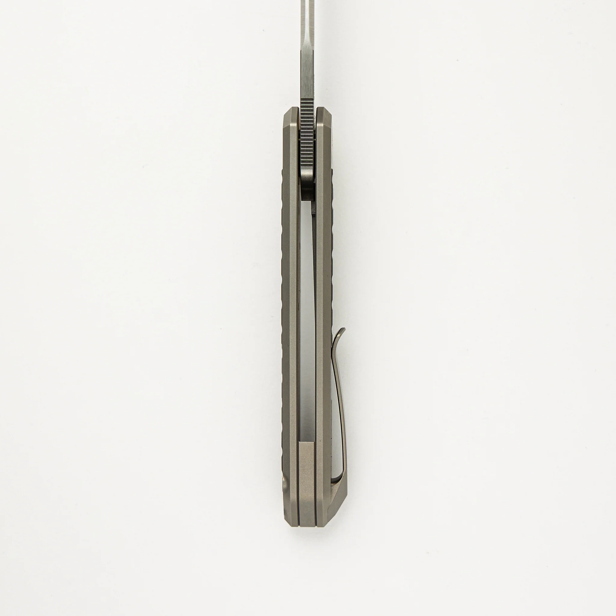 Cobra - Titanium Handle W/ Titanium Frag Dark Bead Blast Inlays - Belt Satin CPM-M4 Blade - Image 7