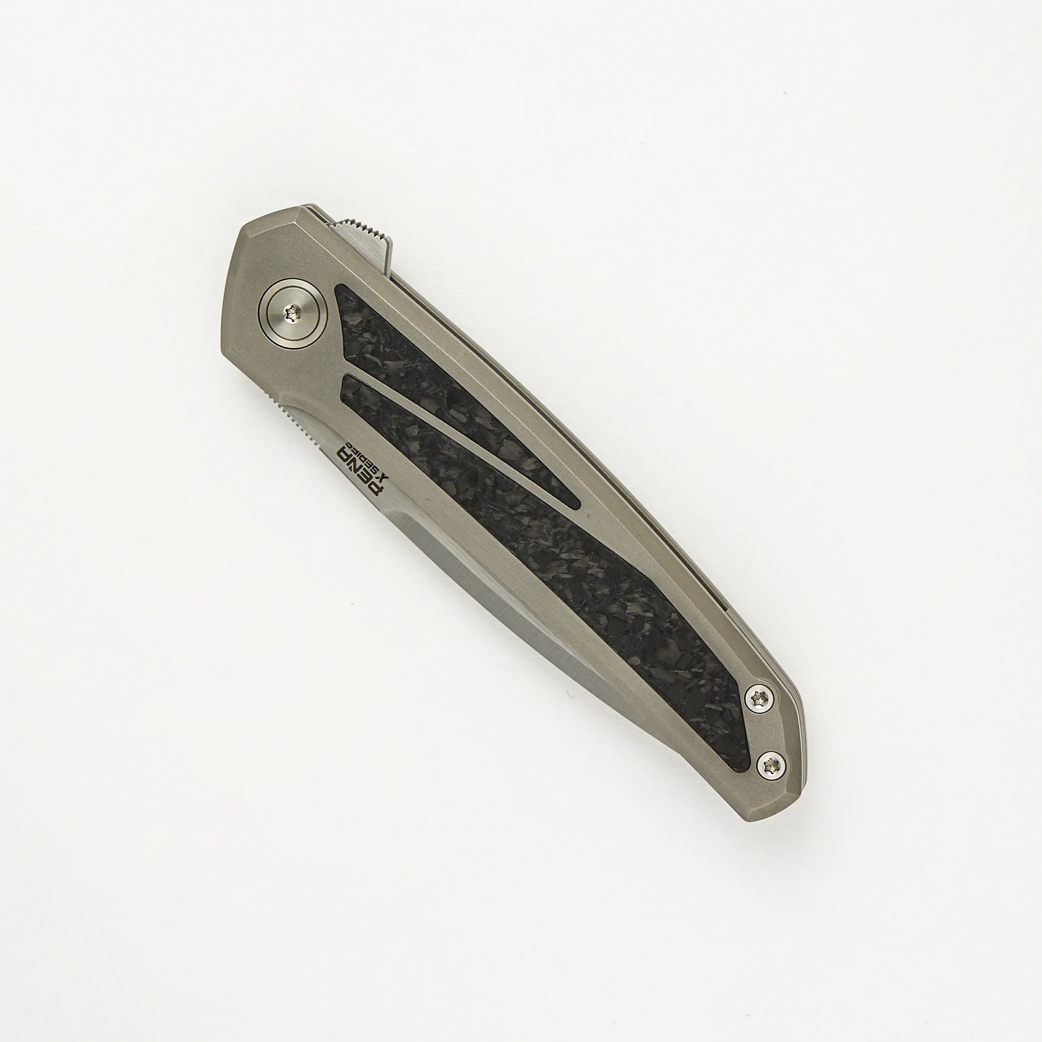 Cobra - Titanium Handle W/ Marbled Carbon Fiber Inlays - Belt Satin CPM-M4 Blade - Image 3