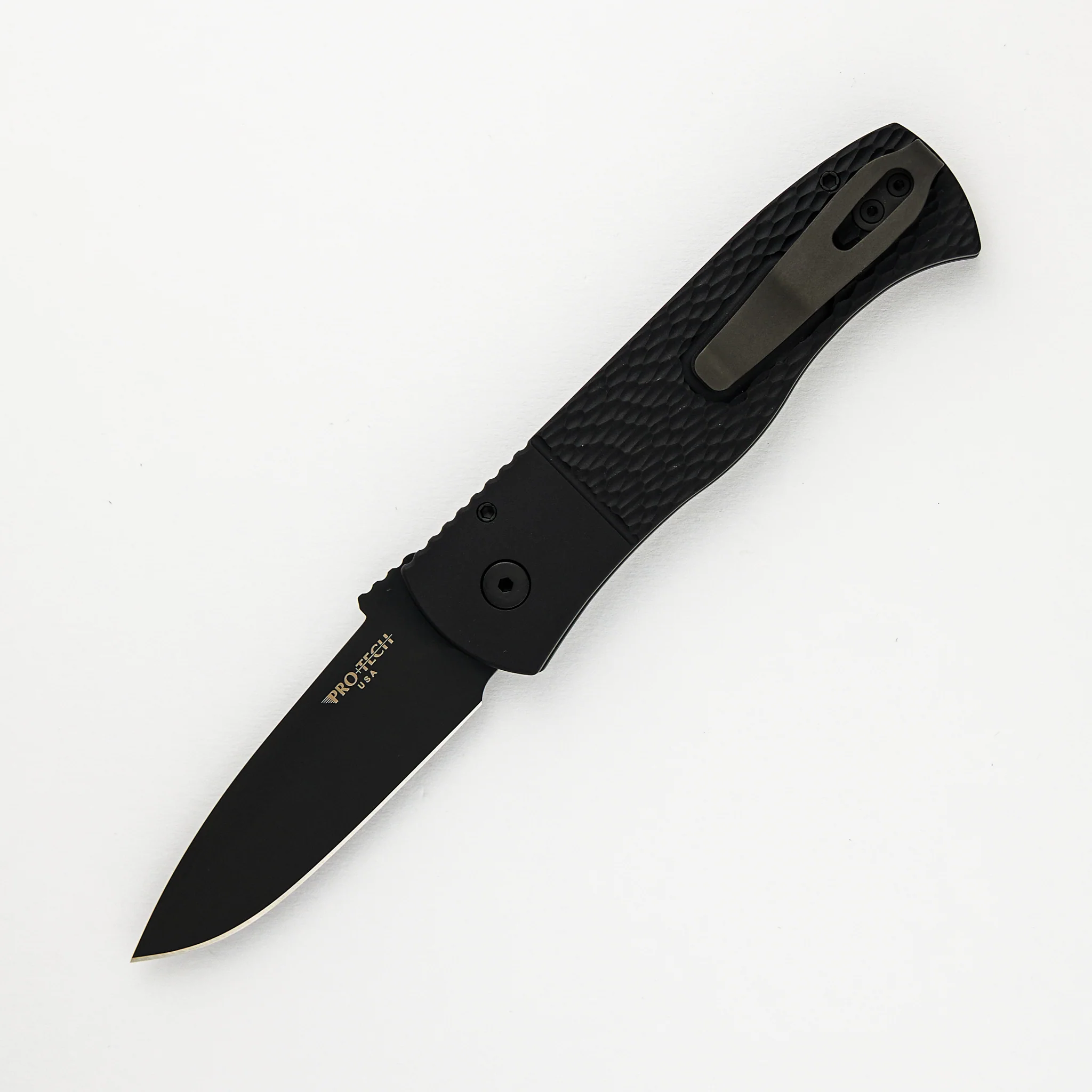 CQC7 Auto E7A06-LH-20CV - Left Handed, Black Textured Handle, DLC Black Spear Point 20CV Blade (Emerson Design) - Image 2