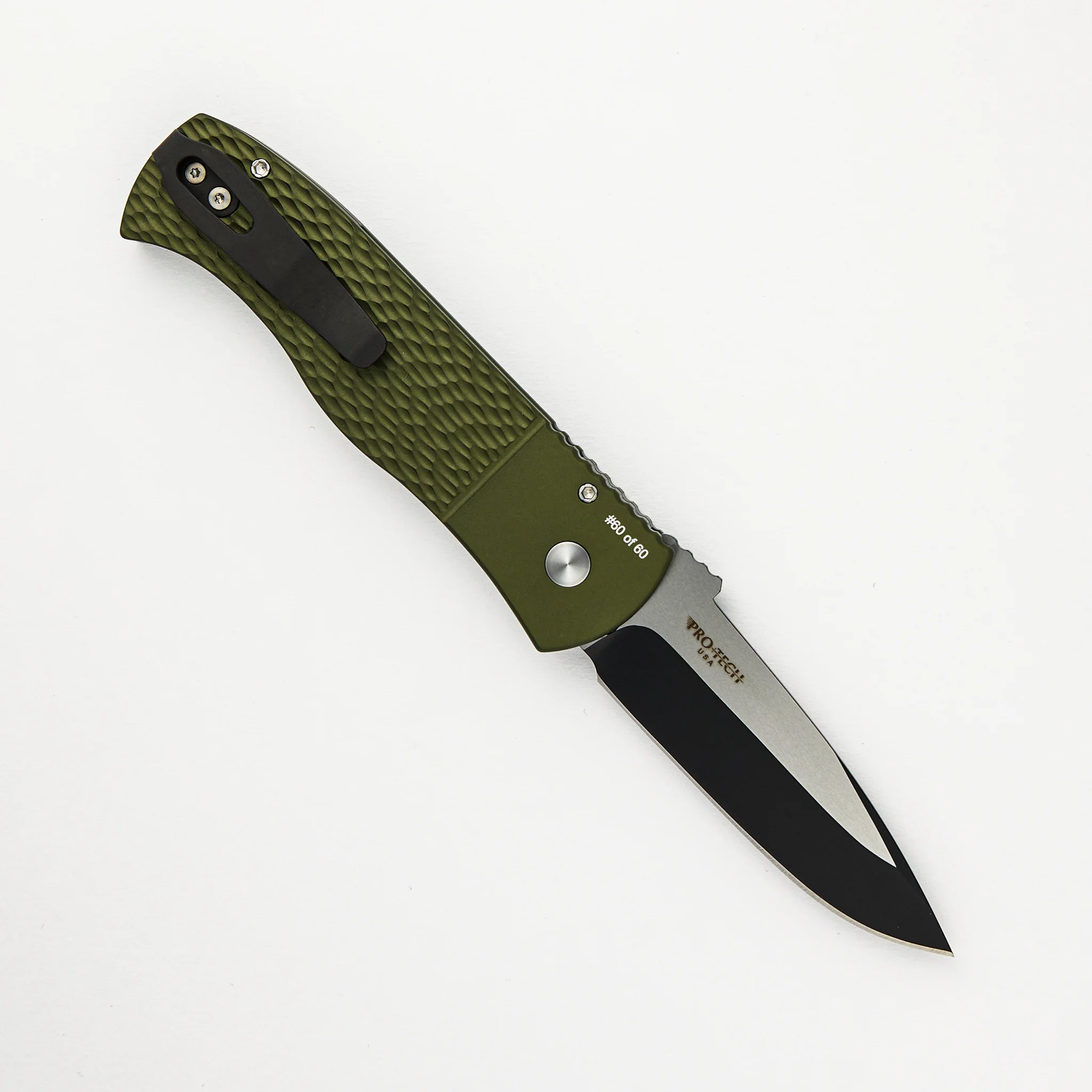 CQC7 Auto Emerson - Blade Show ATL 2024 - Green Jigged Handle, 2-Tone DLC Spear Point CPM-20CV Blade - Image 2