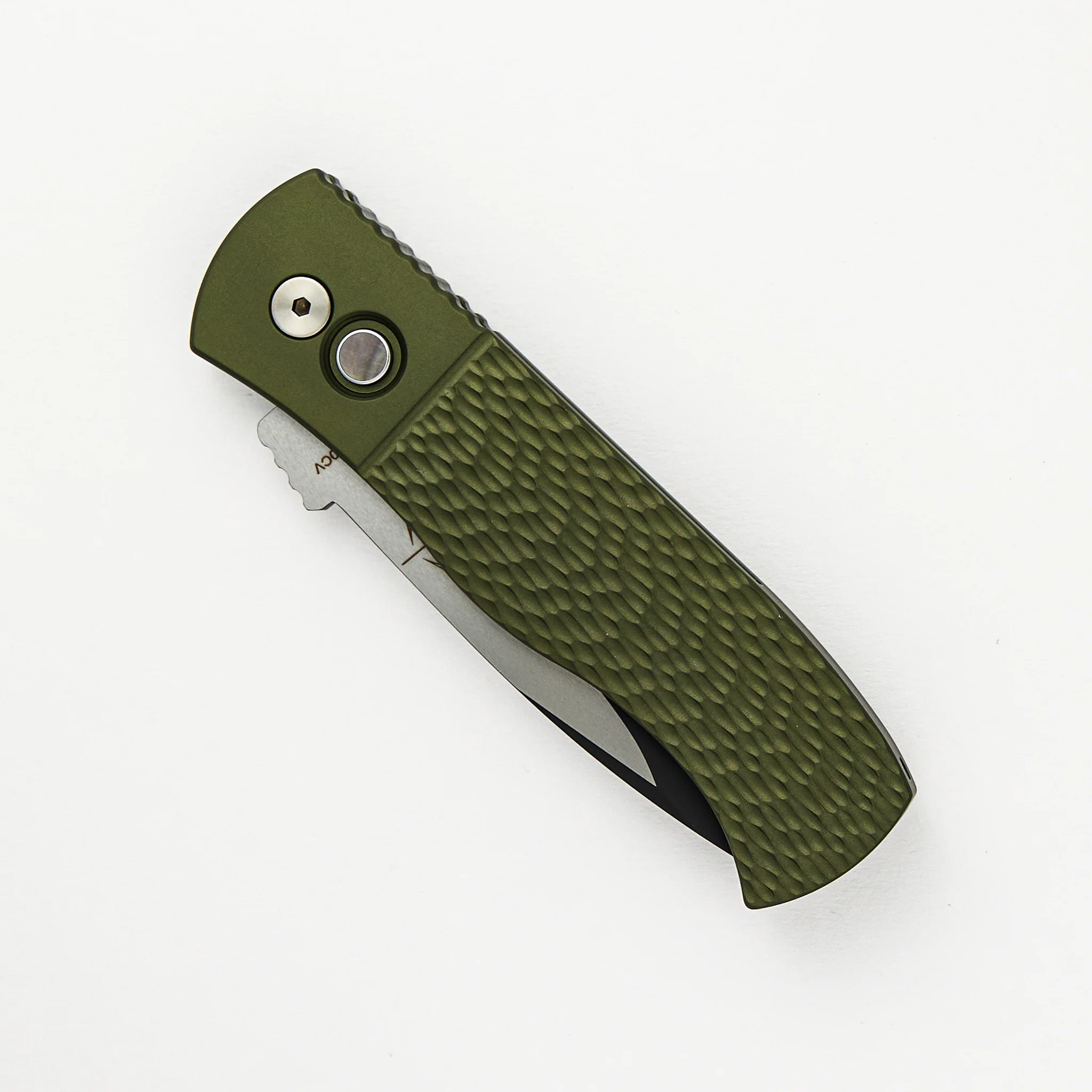 CQC7 Auto Emerson - Blade Show ATL 2024 - Green Jigged Handle, 2-Tone DLC Spear Point CPM-20CV Blade - Image 3