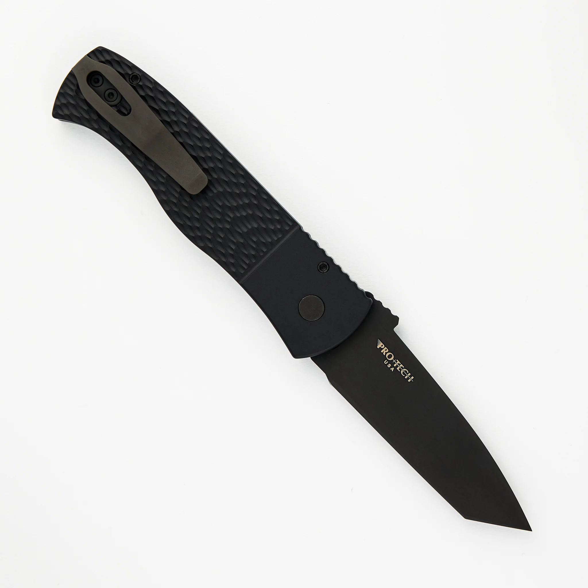 CQC7 Auto - Jigged Textured Black Handle - Black DLC 154cm Tanto Blade E7T06 (Emerson Design) - Image 2