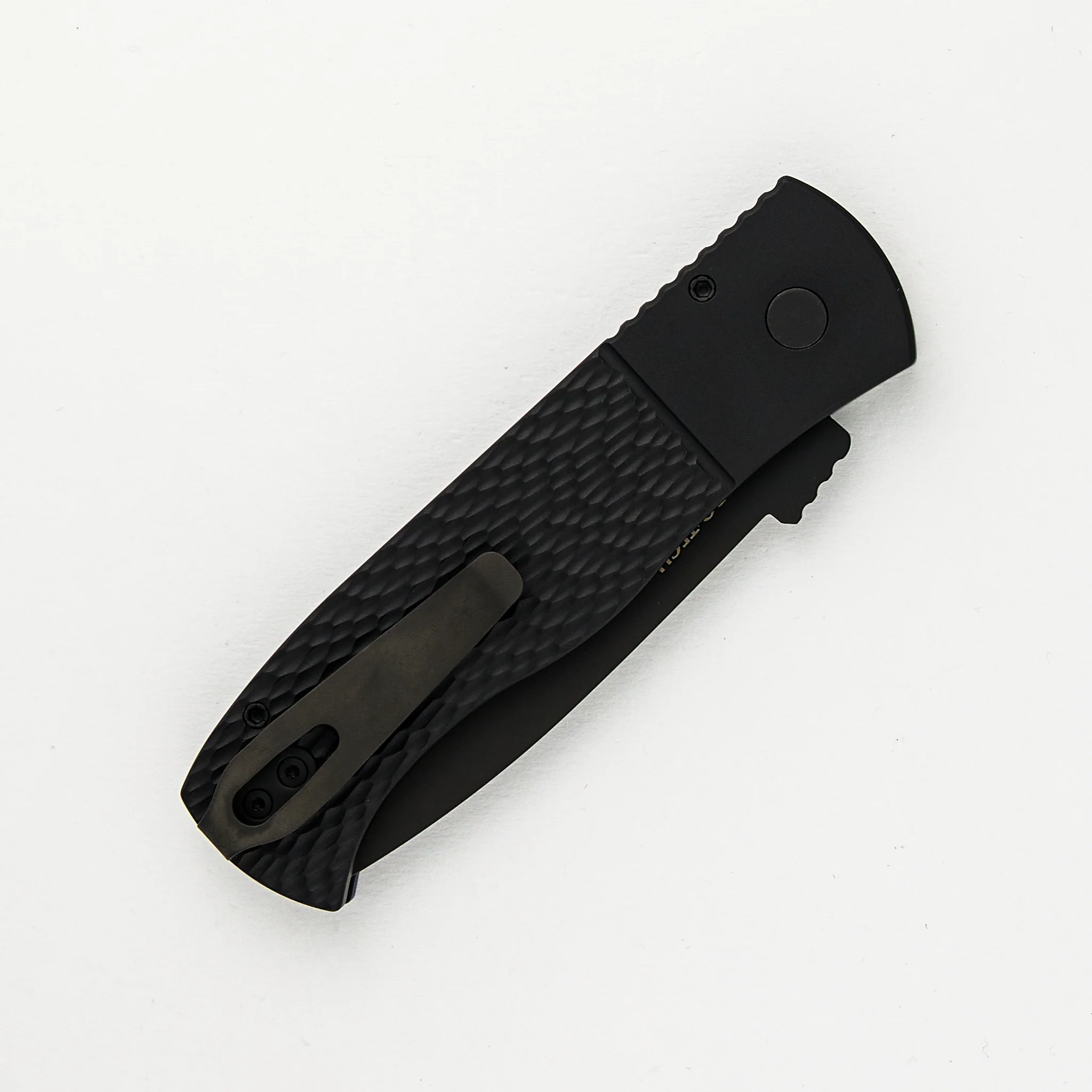 CQC7 Auto - Jigged Textured Black Handle - Black DLC 154cm Tanto Blade E7T06 (Emerson Design) - Image 4