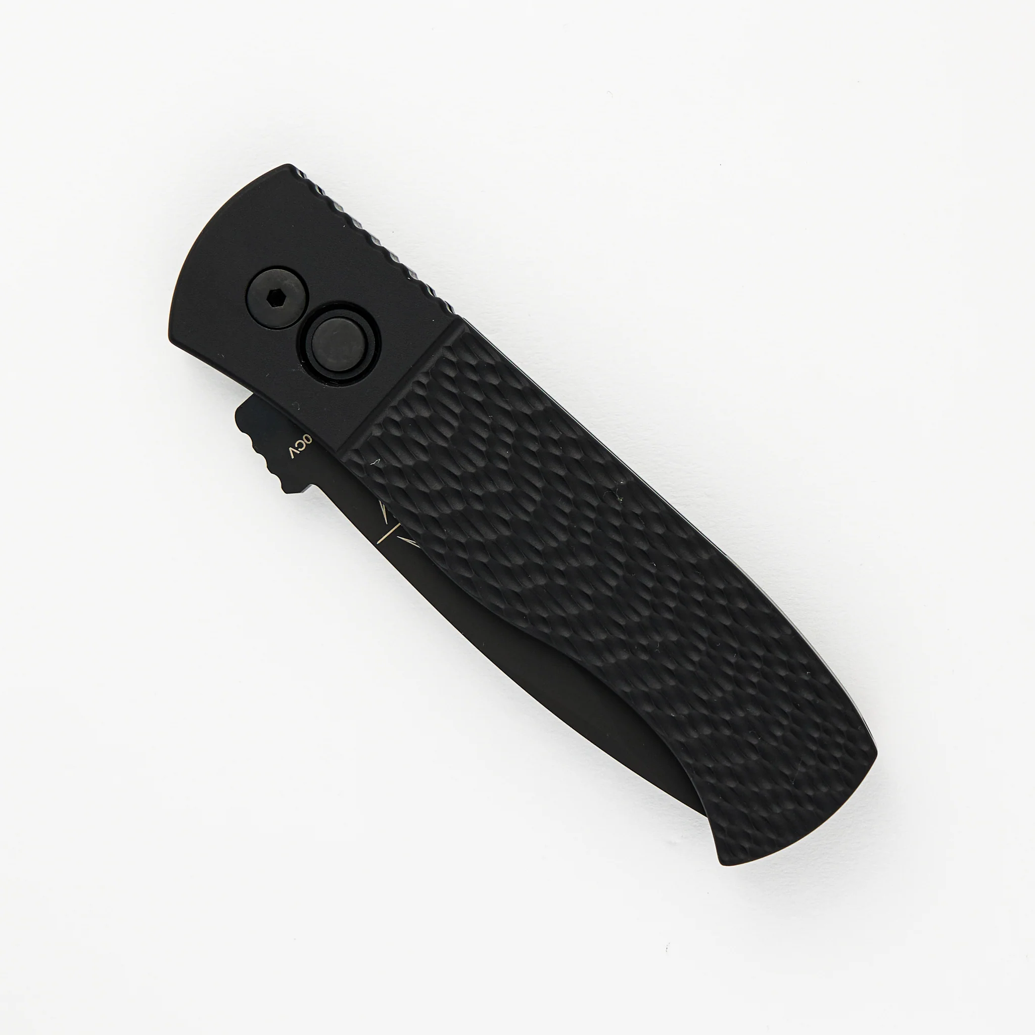 CQC7 Auto - Jigged Textured Black Handle - Black DLC 20CV Spear Point Blade E7A06-20CV (Emerson Design) - Image 3