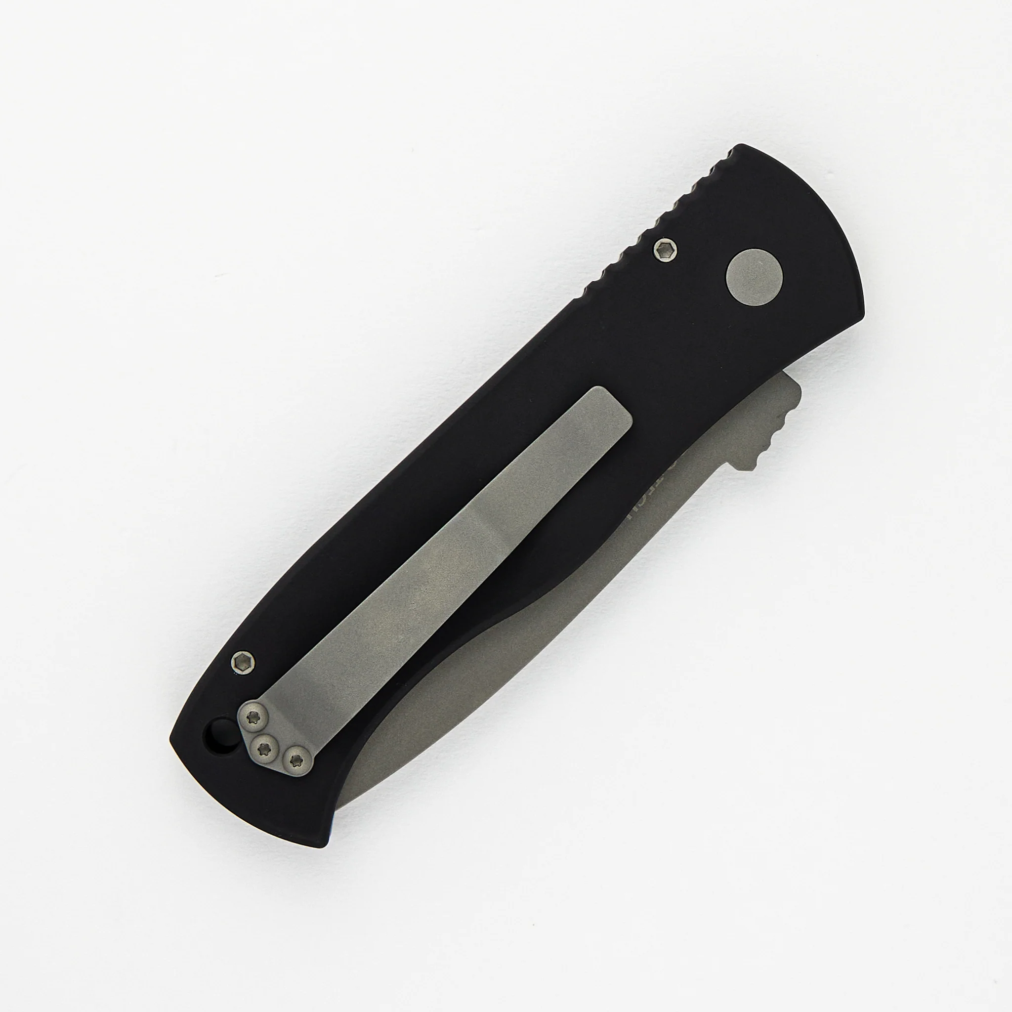 Emerson CQC7 Tanto Auto – Black Handle – Blasted 154CM Blade E7T01 - Image 4