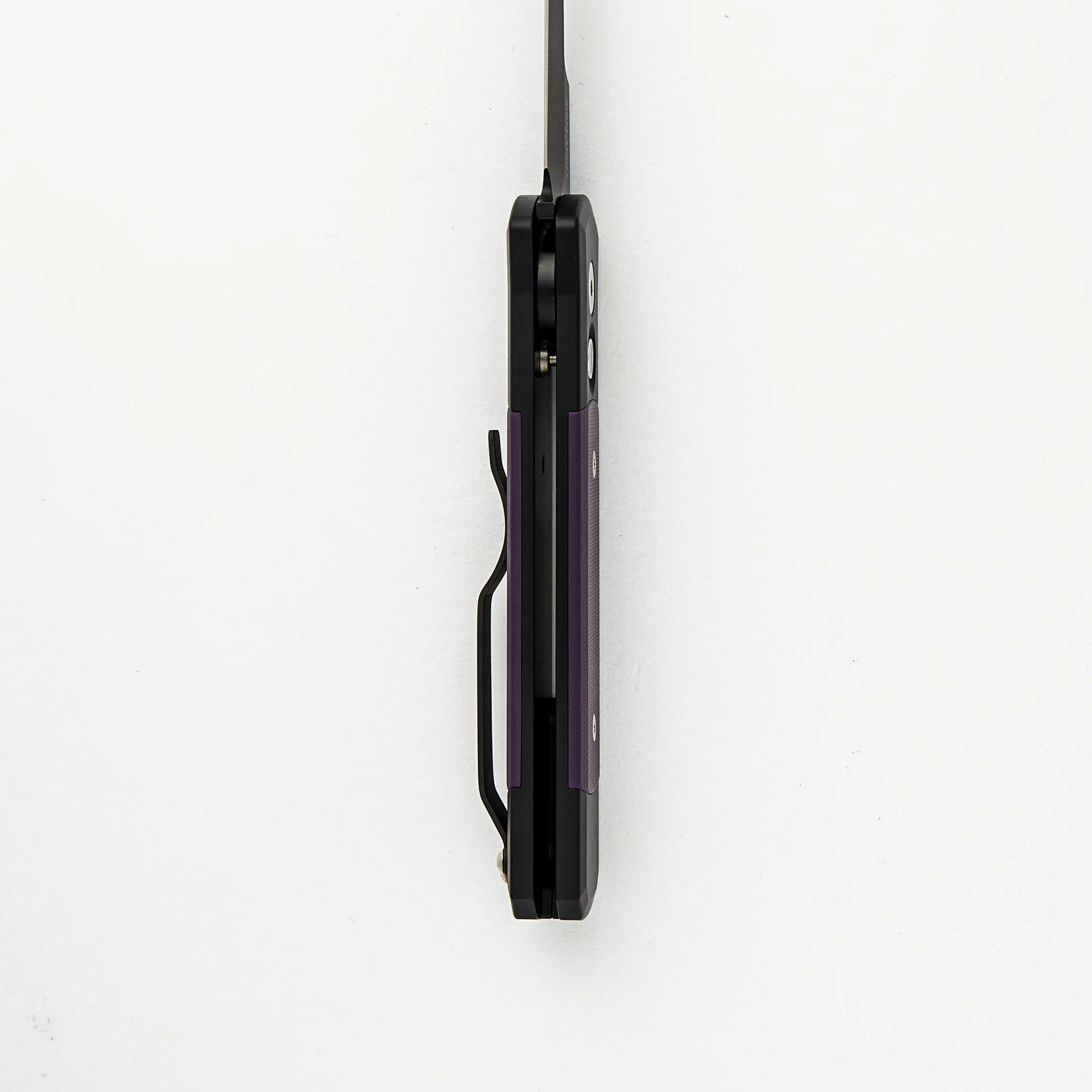 Godson β Black Handle / Purple G10 Inlays β Black DLC 154CM Blade Abalone button 715-PURPLE - Image 6
