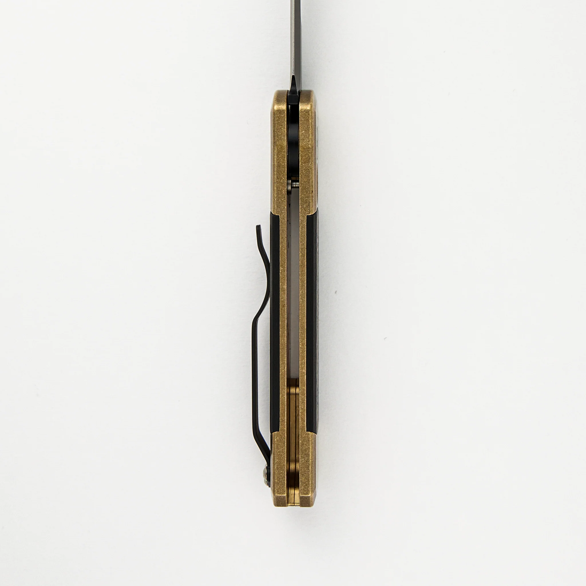 Godson Ltd. - AL Bronze Handle W/ Fat Carbon "Camo" Inlays, Black Pearl Button, DLC Blade 7115-CAMO - Image 6