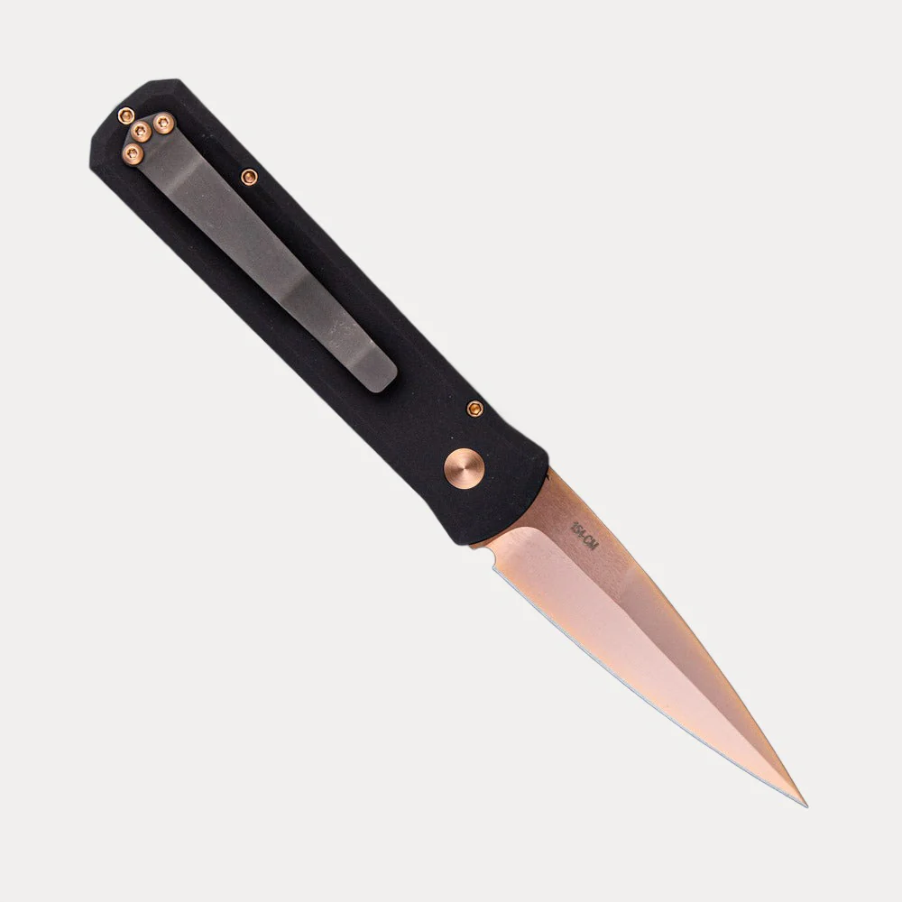 Godson – Solid Black Handle – Rose Gold 154CM Blade And Hardware 721-RG - Image 2