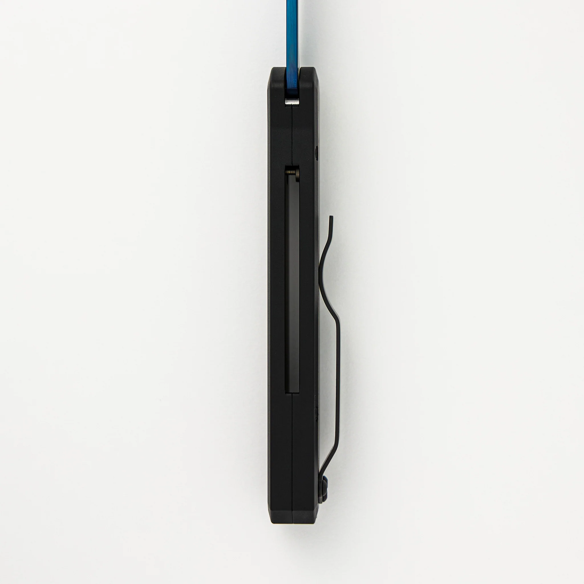 Godson – Solid Black Handle – Satin Sapphire Blue Blade – Abalone Button – All Black Hardware 721-SB - Image 7