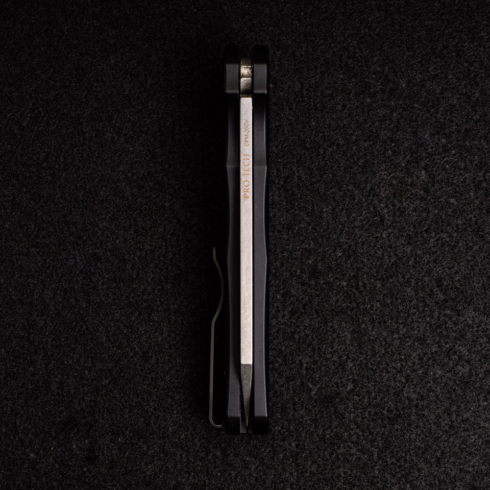 Malibu Flipper – Black Aluminum Handle – Stonewash 20CV Reverse Tanto Blade - Image 6