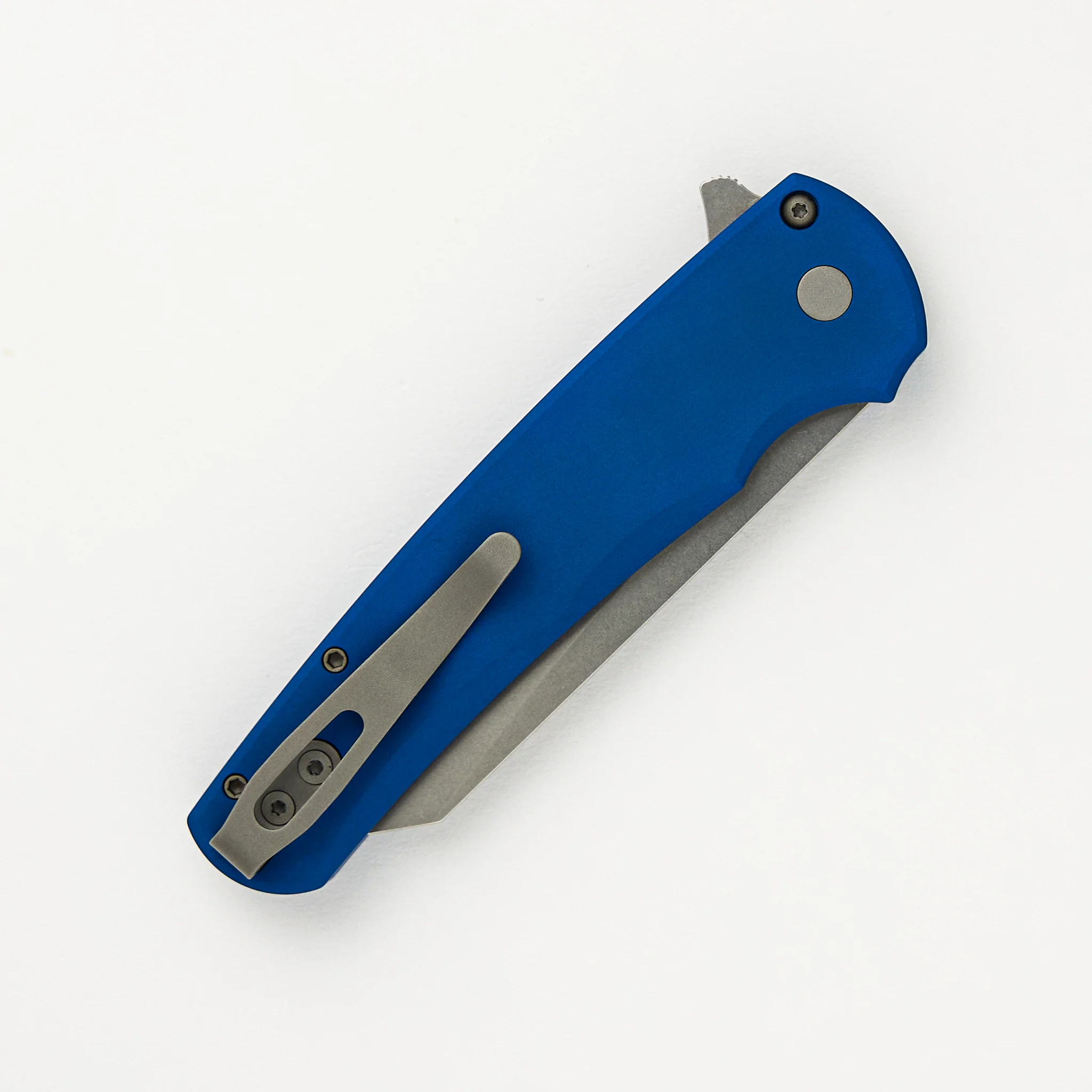 Malibu Flipper - Blue Aluminum Handle - Stonewash Reverse Tanto MagnaCut Blade - 5401-BLUE - Image 4
