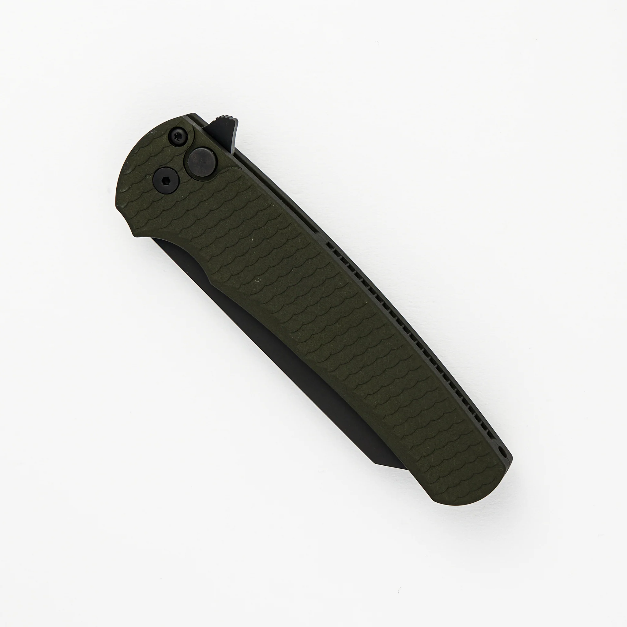 Malibu Flipper - Green Handle With "Dragon Scale" Texture - Black DLC 20CV Reverse Tanto Blade 5236-Green - Image 3