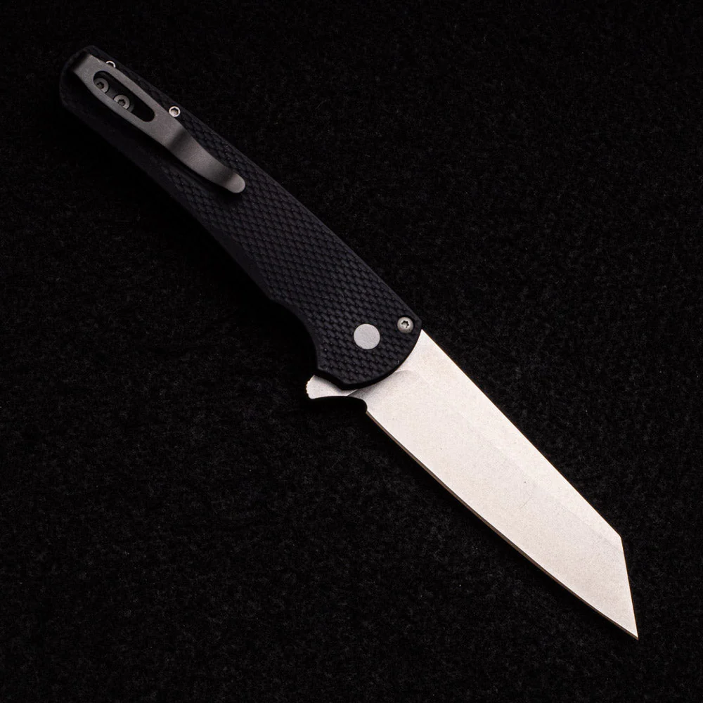 Malibu Flipper – Textured Black Aluminum Scales- 20CV Stonewashed Reverse Tanto Blade - Image 2