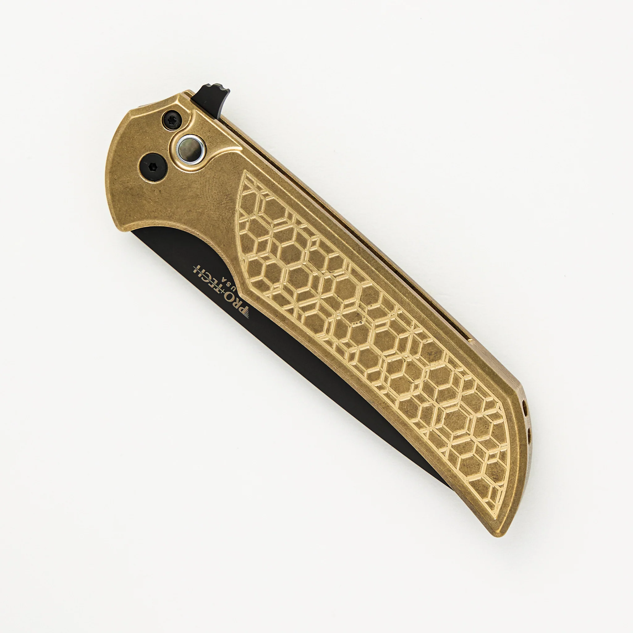 Mordax - Blade Show ATL 2024 - Stonewash AL Bronze "Gridlock" Handle, DLC MagnaCut Blade, Black Lip Pearl Button #58 of 150 - Image 3