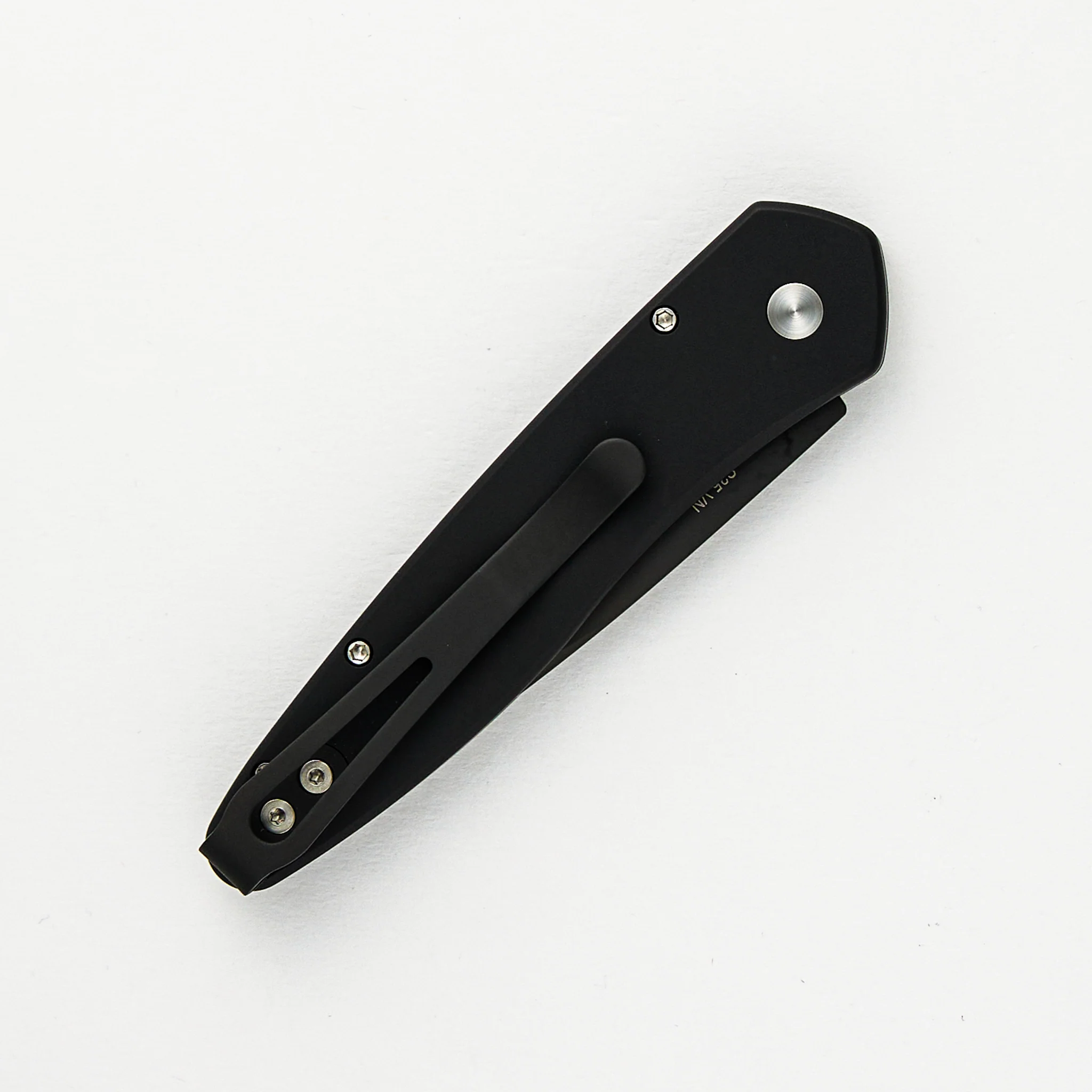 Newport – Black Aluminum Handle W/ 3D Wave – Black S35VN Blade - MOP Button 3437 - Image 4
