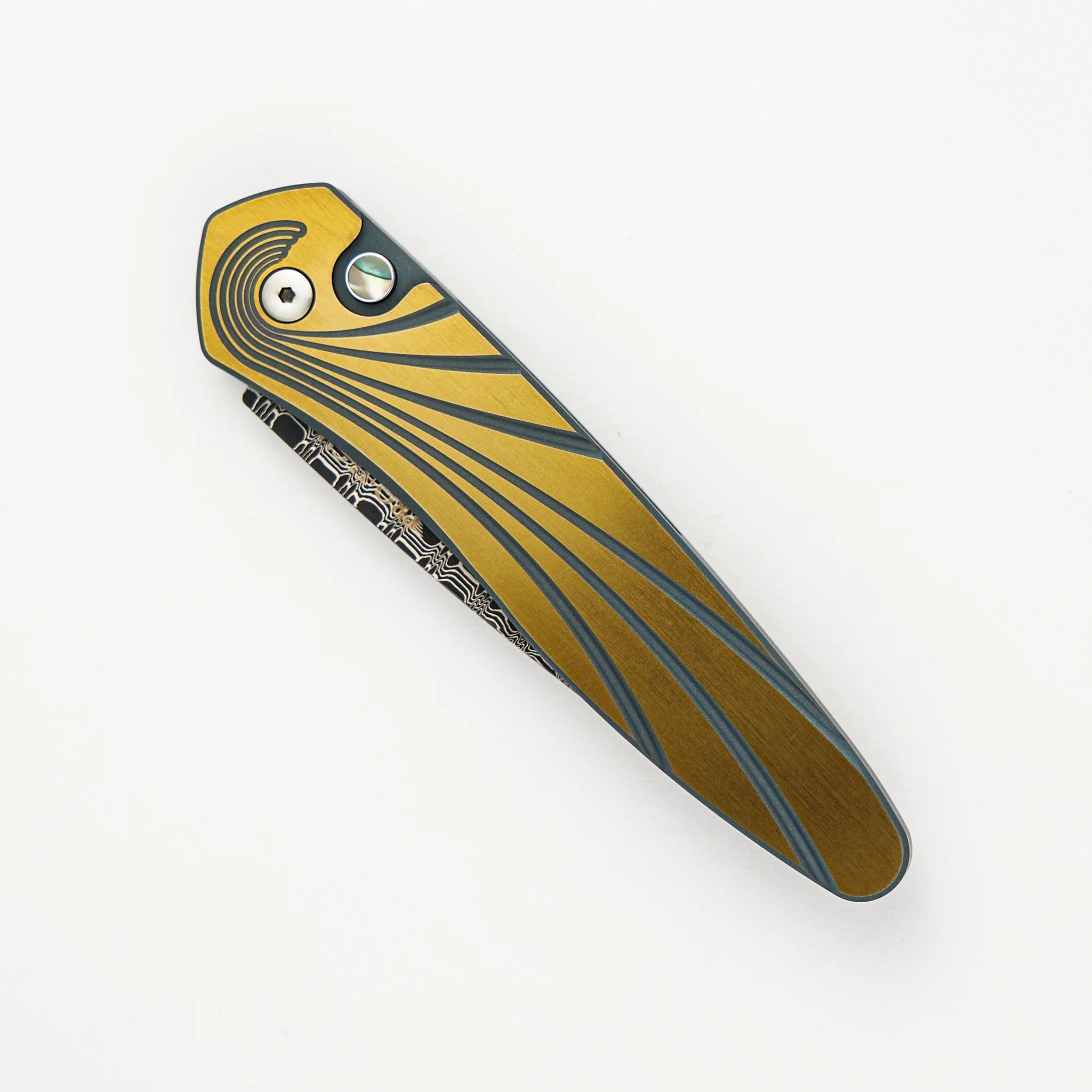 Newport - Custom 001 - Green/Bronze Ti Wave Handle - Vegas Forge Blade #16 of 60 - Image 3