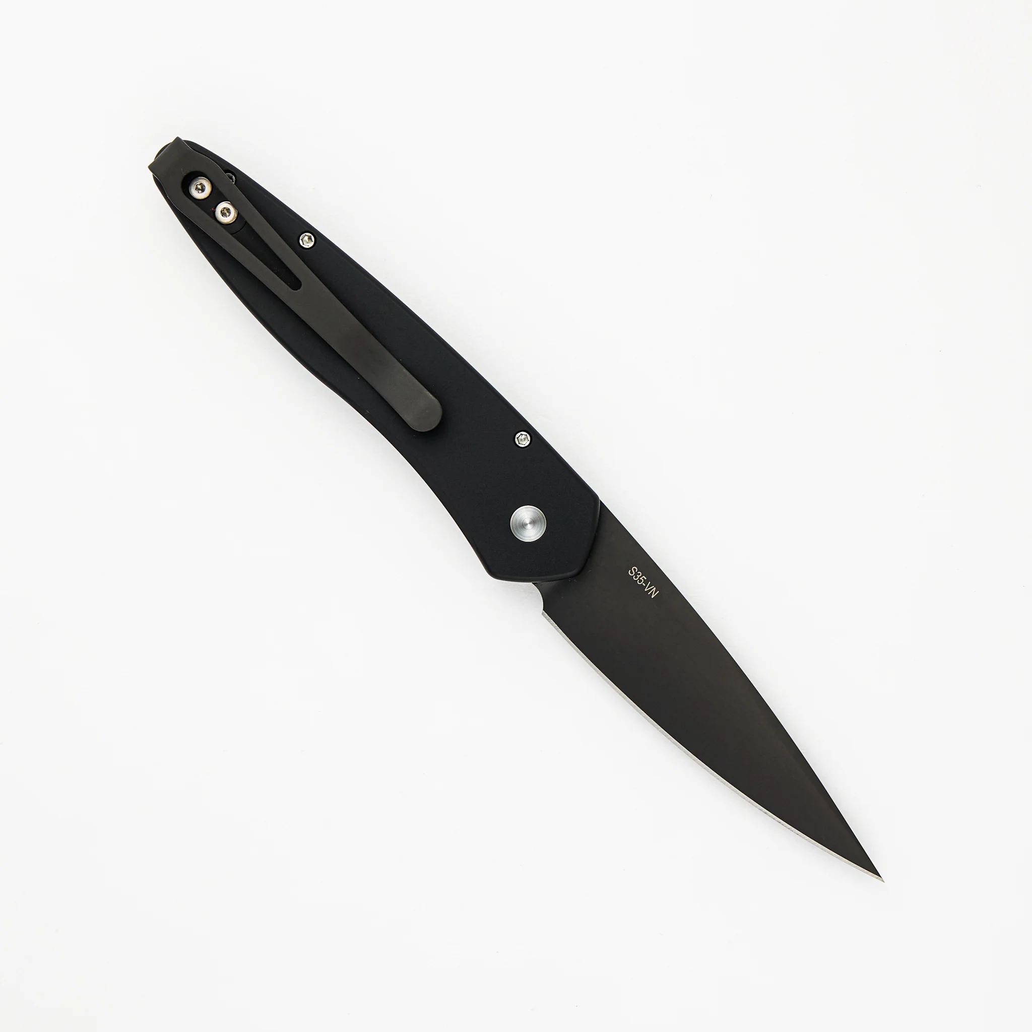 Newport – Solid Black Aluminum Handle – Black S35VN Blade 3407 - Image 2