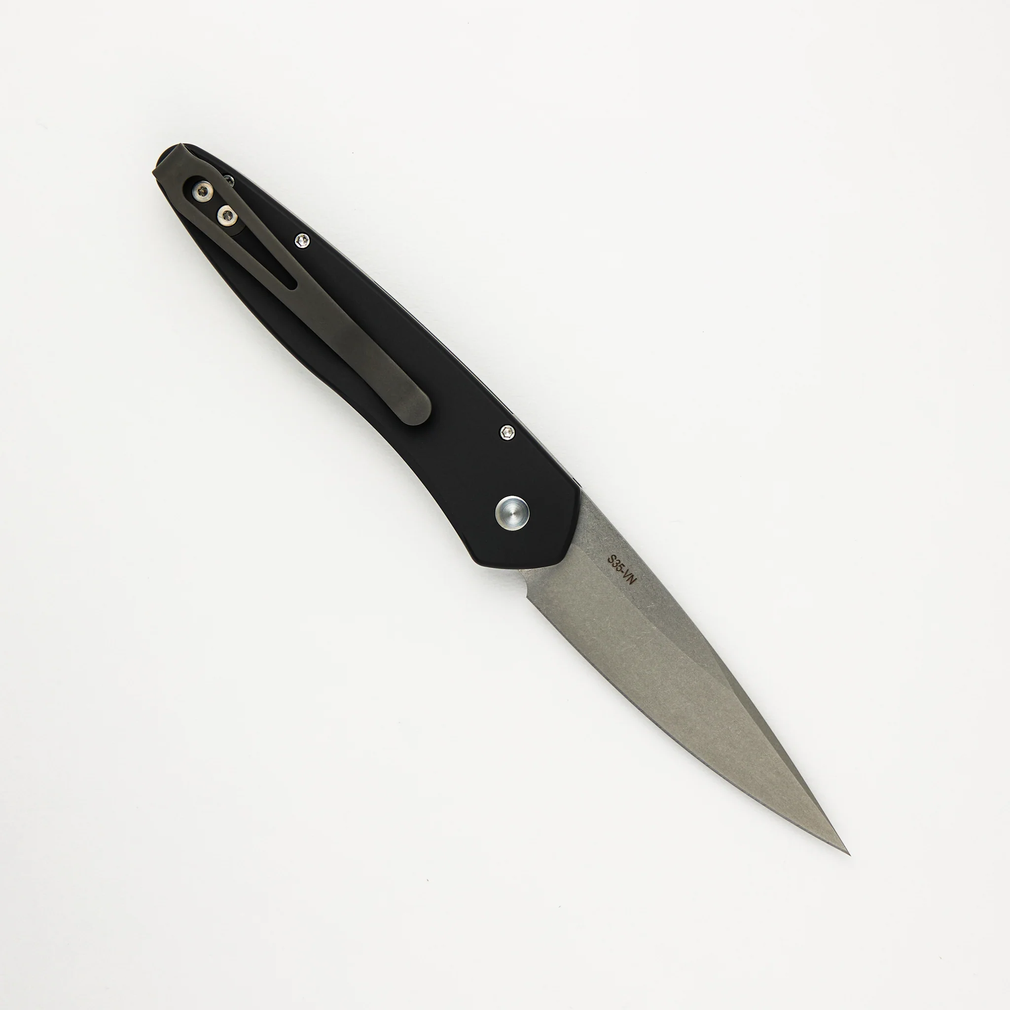 Newport ā Tuxedo ā Black Aluminum Handle ā Ivory Micarta Inlay ā Stonewash S35VN Blade - 3451 - Image 2