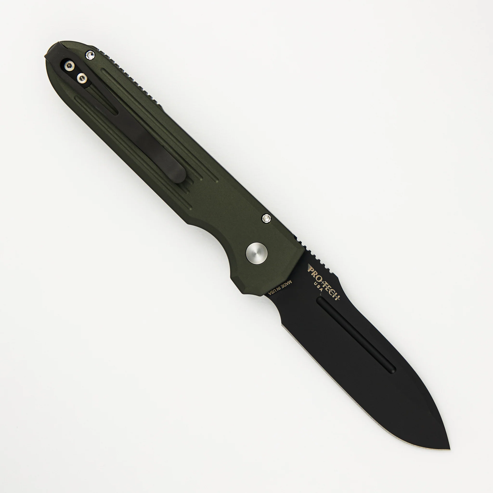 PDW Invictus Auto – Green Handle - Pearl Button - DLC Black MagnaCut Blade - 1805-GREEN - Image 2