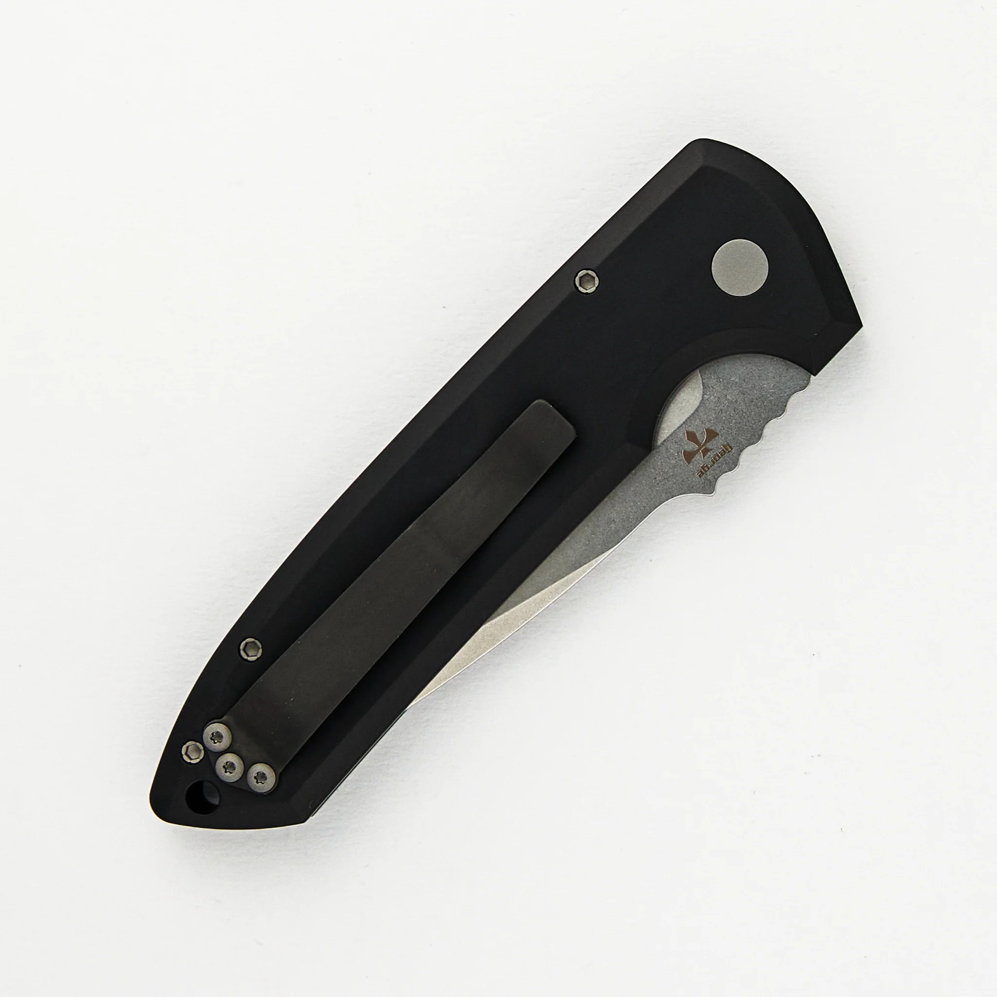 Rockeye Auto – Solid Black Handle – Stonewash CPM-S35VN Blade LG301 - Image 4