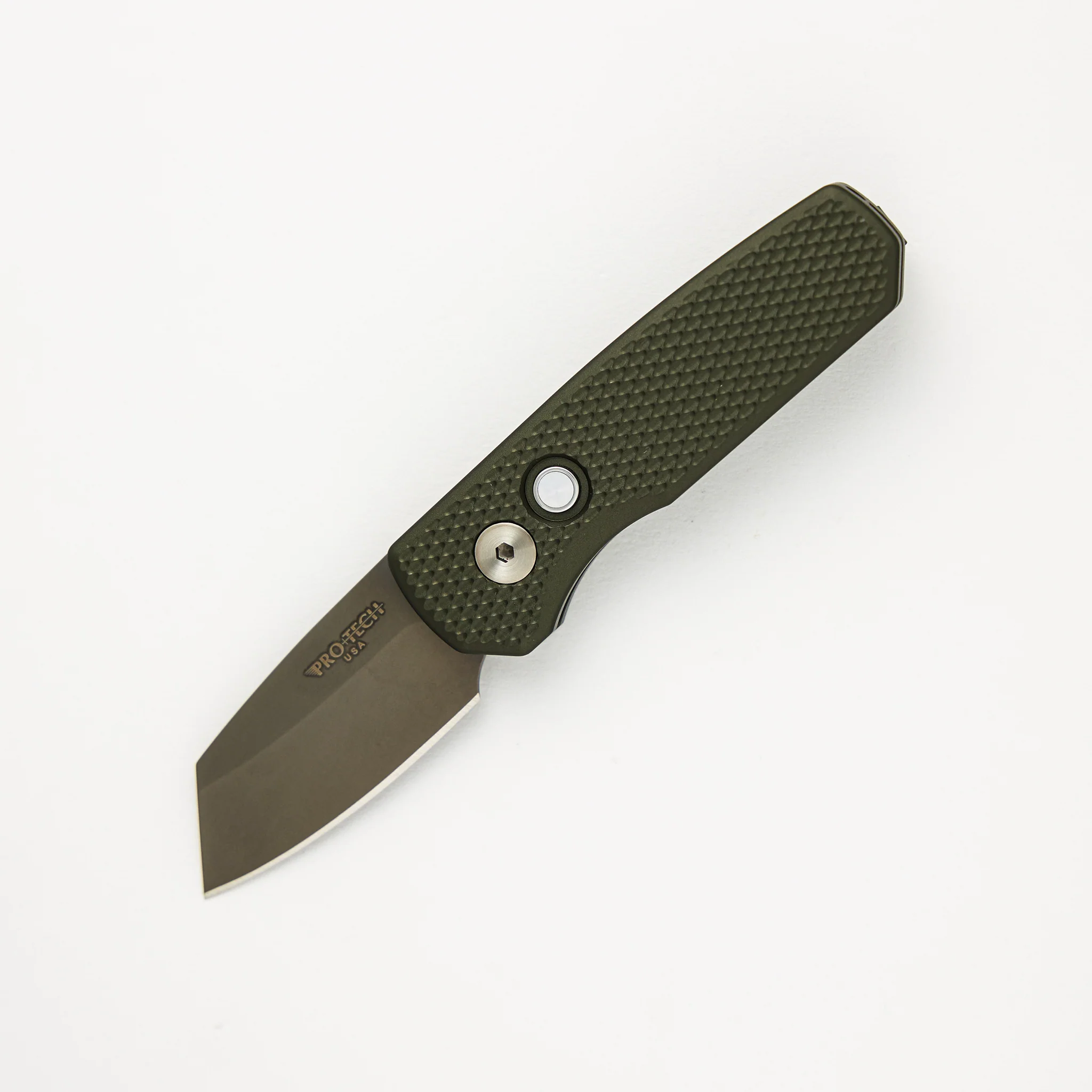 Runt 5 β 2024.BLADEWEST.02 - Green Textured Handle - Smokey Gret DLC MagnaCut Reverse Tanto Blade