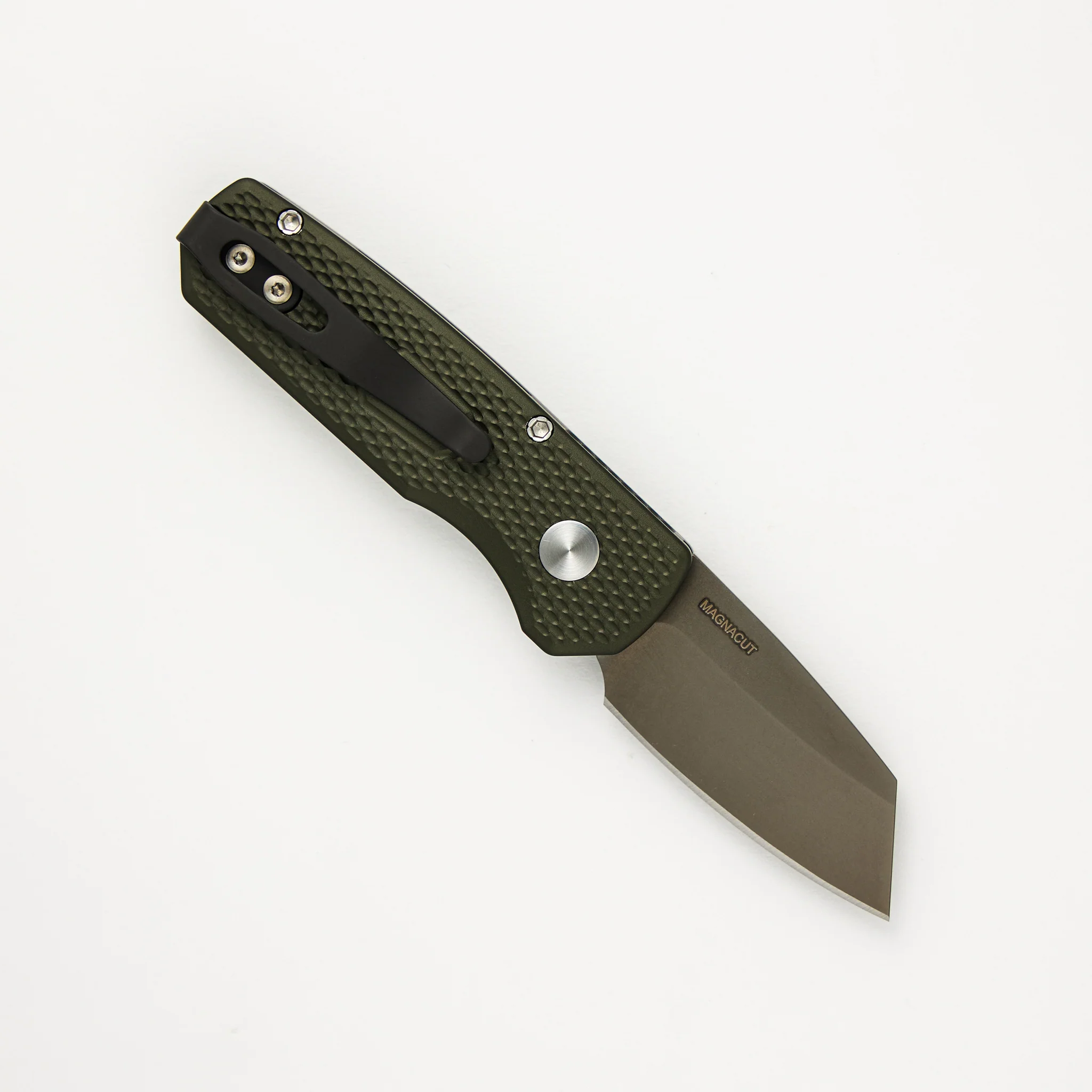 Runt 5 β 2024.BLADEWEST.02 - Green Textured Handle - Smokey Gret DLC MagnaCut Reverse Tanto Blade - Image 2