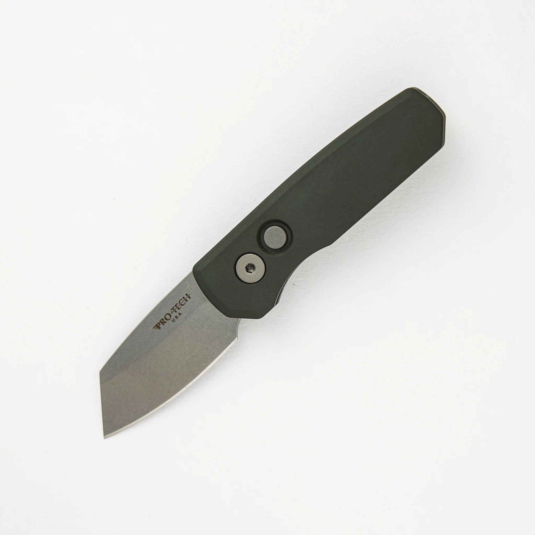 Runt 5 - Green Aluminum Handle - Stonewash Magnacut Reverse Tanto Blade - R5401-GREEN