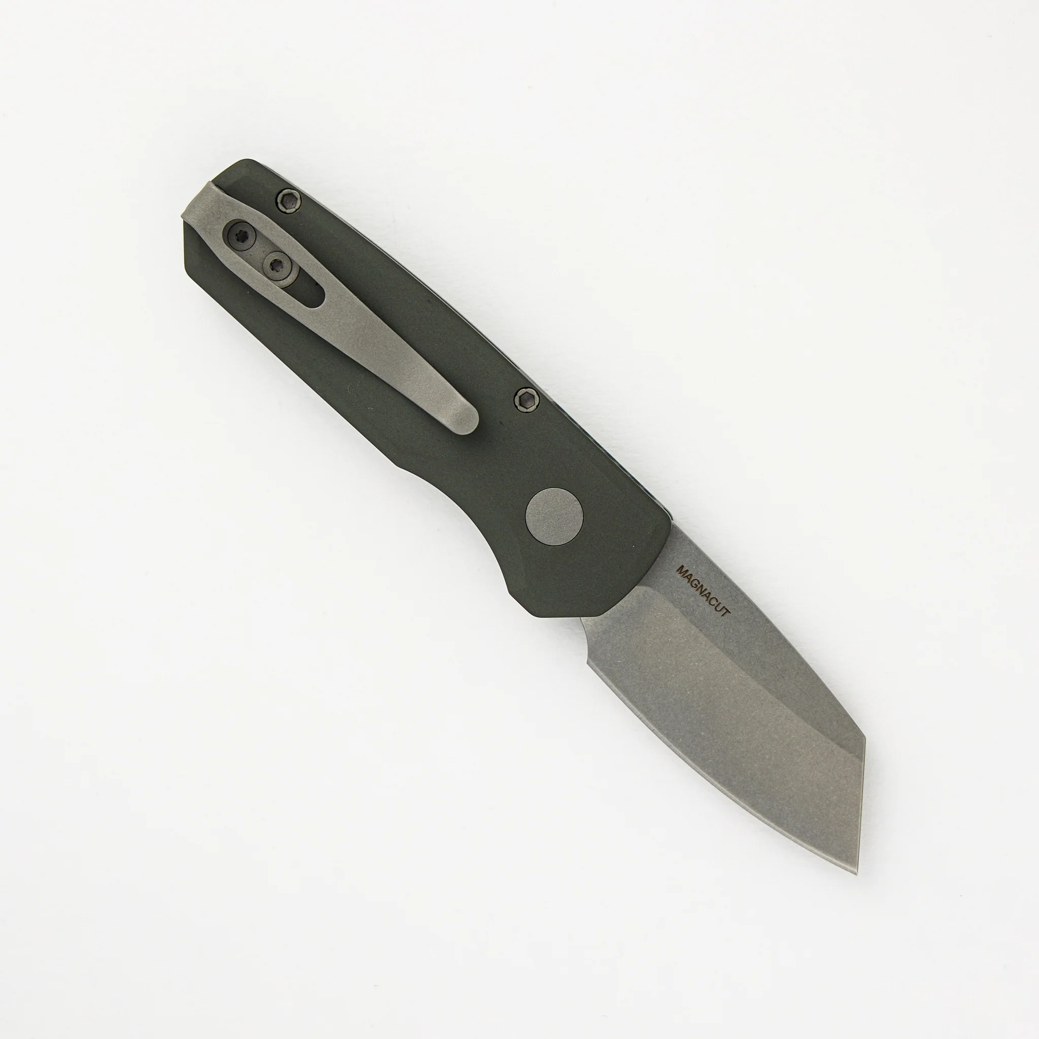 Runt 5 - Green Aluminum Handle - Stonewash Magnacut Reverse Tanto Blade - R5401-GREEN - Image 2