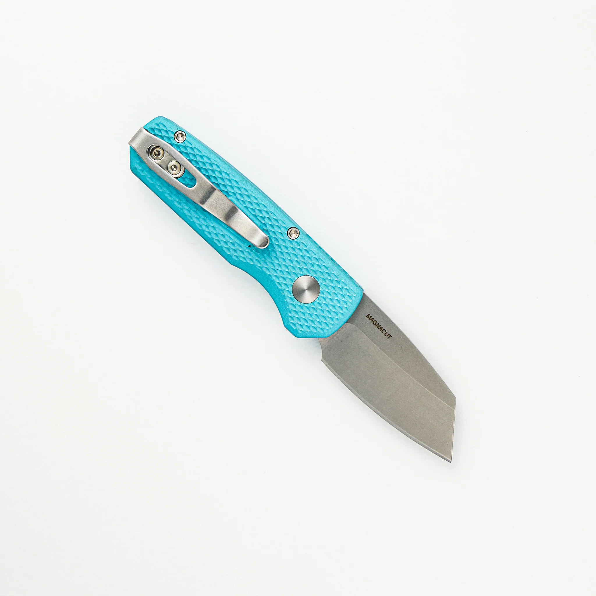 Runt 5 R5405-T.BLUE - Tiff. Blue Textured Handle, Stonewash MagnaCut Reverse Tanto Blade - Image 2