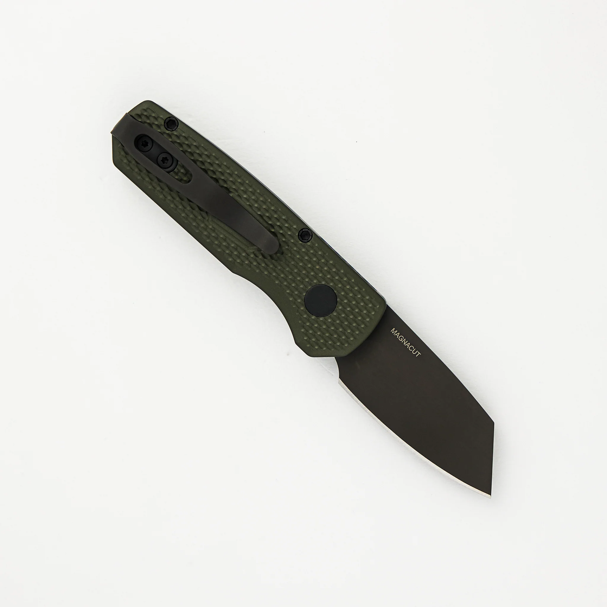 Runt 5 β Textured Green Aluminum Handle β DLC Black Magnacut Reverse Tanto Blade β R5406-GREEN - Image 2
