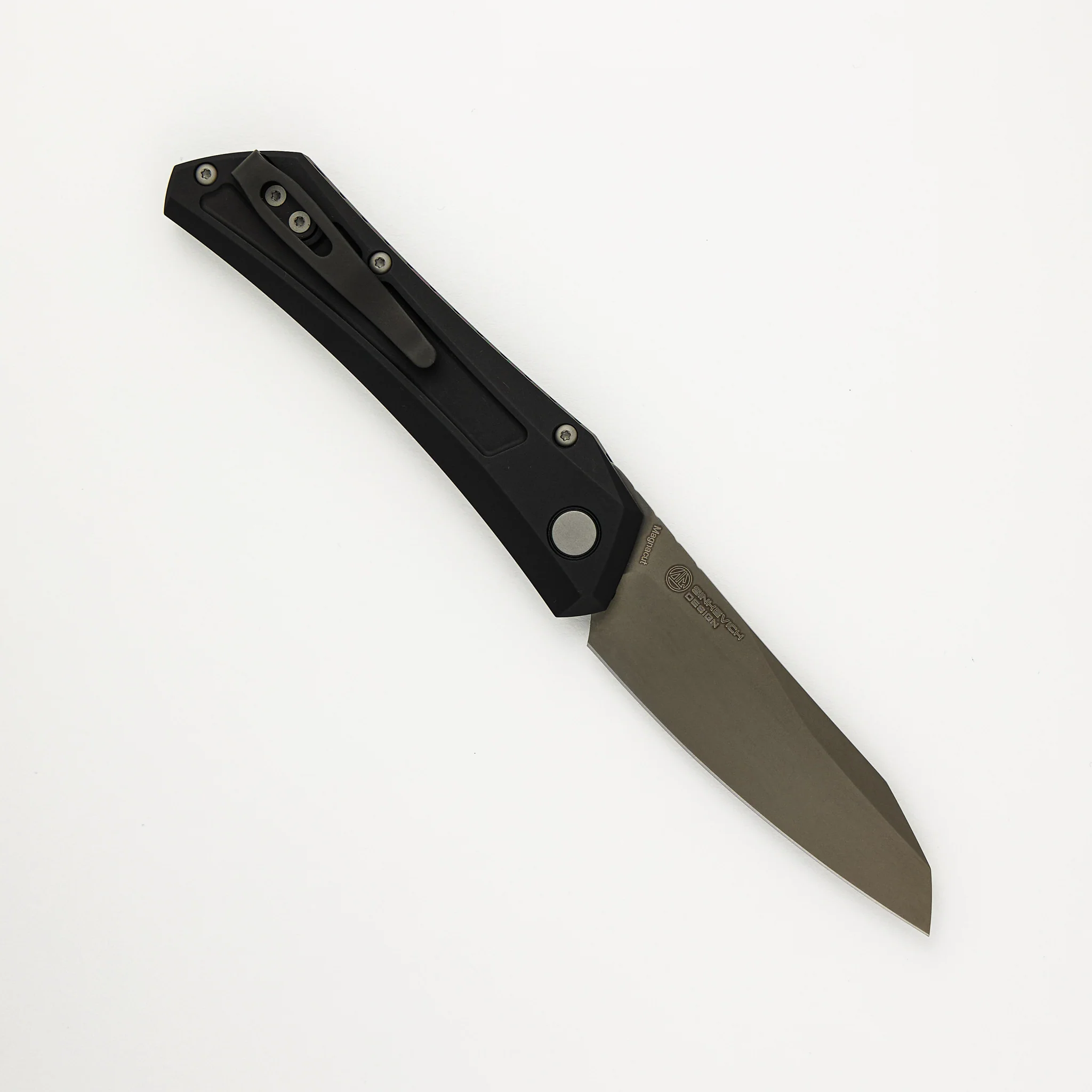 Oligarch - Black Aluminum Handle - Smoky Grey DLC MagnaCut Blade - DS121 (Sinkevich Design) - Image 2