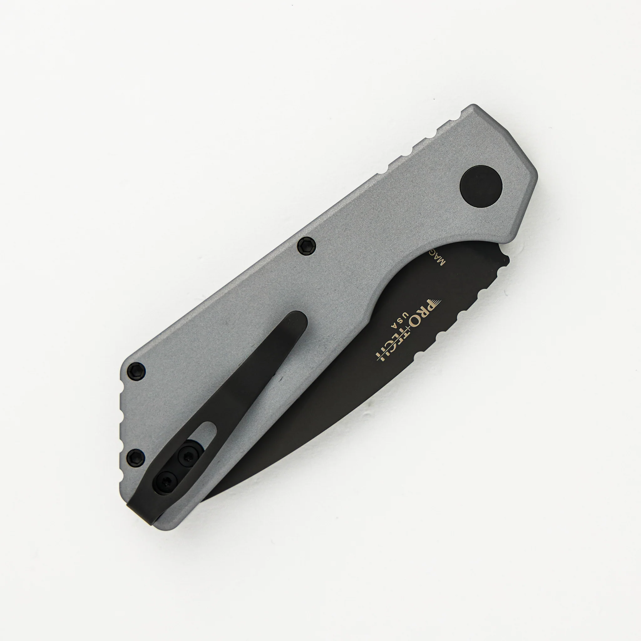 Strider PT+ Auto PT203-GREY β Grey Aluminum Handle - DLC Black MagnaCut Blade - Image 4