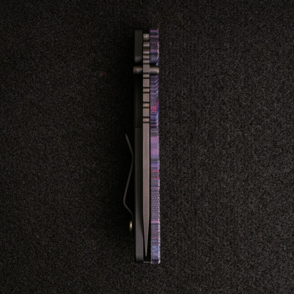Strider SnG Auto - Micarta Handle - Black DLC 154CM Blade - Mosaic Button - Image 5