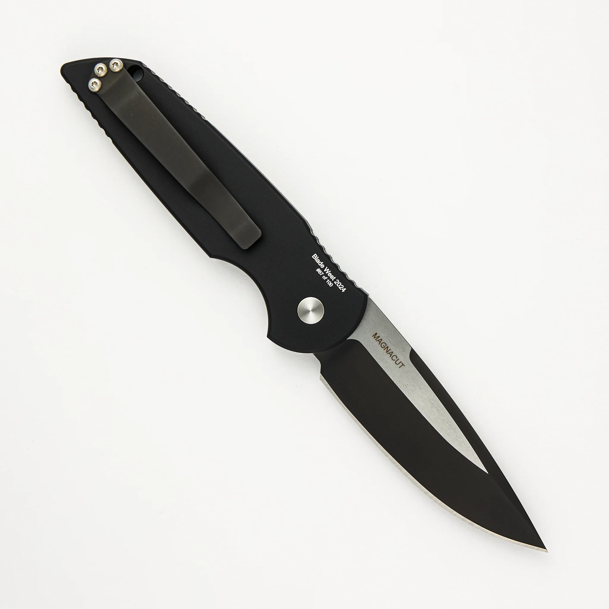 TR-3 - 2024 BLADEWEST.03 - Black Handle W/ Grooves - 2-Tone DLC MagnaCut Blade - Image 2