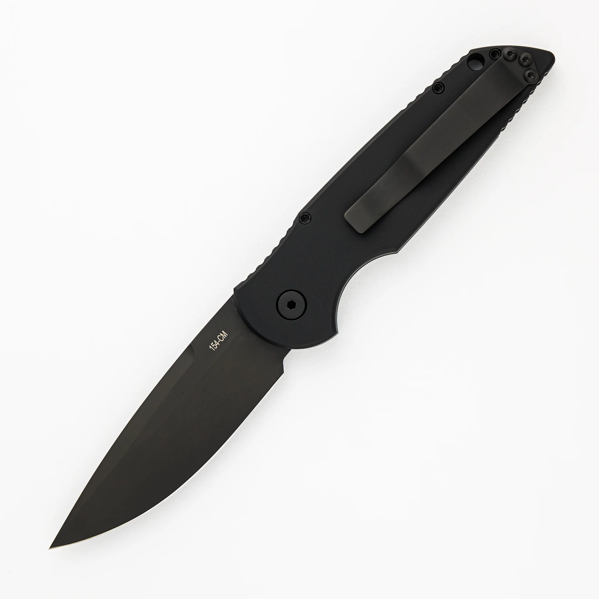 TR-3 L-2 - Left Handed - Black Aluminum Handle W/ Grooves - DLC Black 154-CM Blade - Image 2
