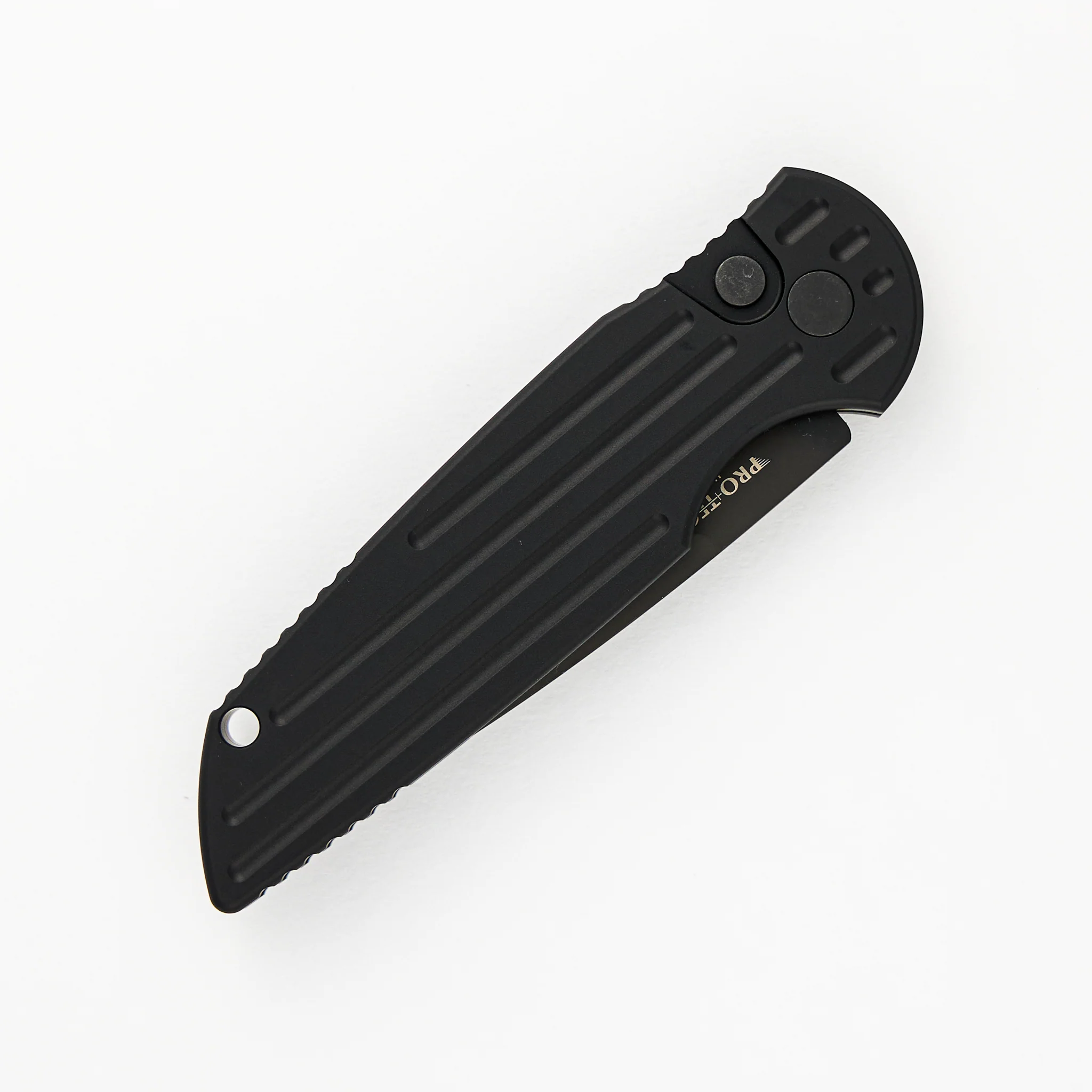 TR-3 L-2 - Left Handed - Black Aluminum Handle W/ Grooves - DLC Black 154-CM Blade - Image 3