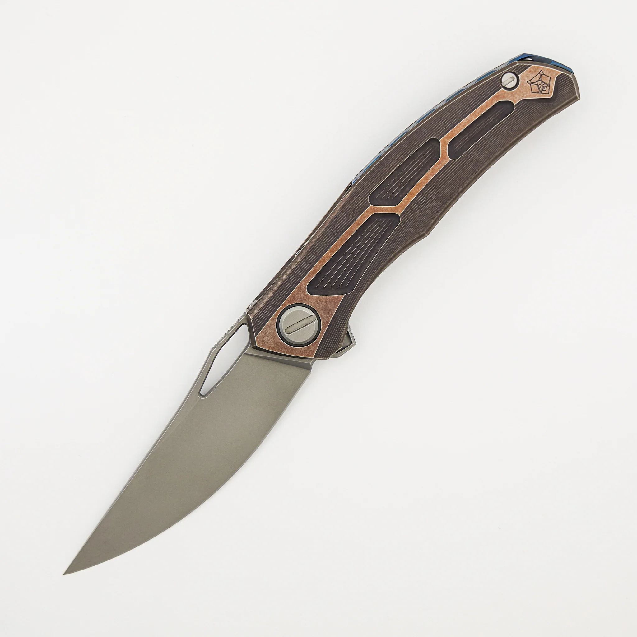 Quantum - M390 Blade - Bronze Ano Titanium Handle - Blue Ano Accents - MRBS