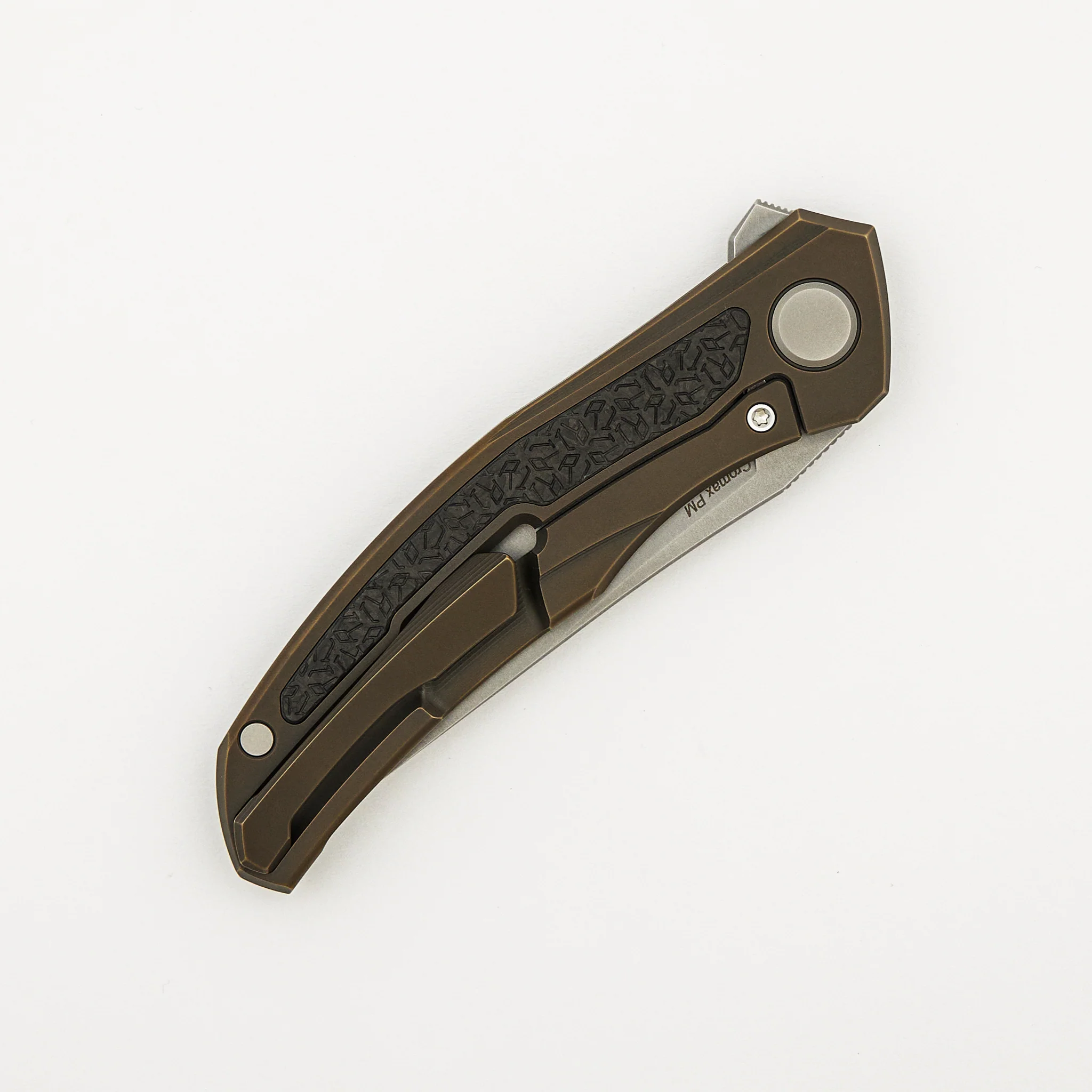 "R1 Edition" Ursus Quantum NL - Cromax PM Blade - Bronze Titanium Handle - R1 Pattern Carbon Fiber Inlay - MRBS - Image 4