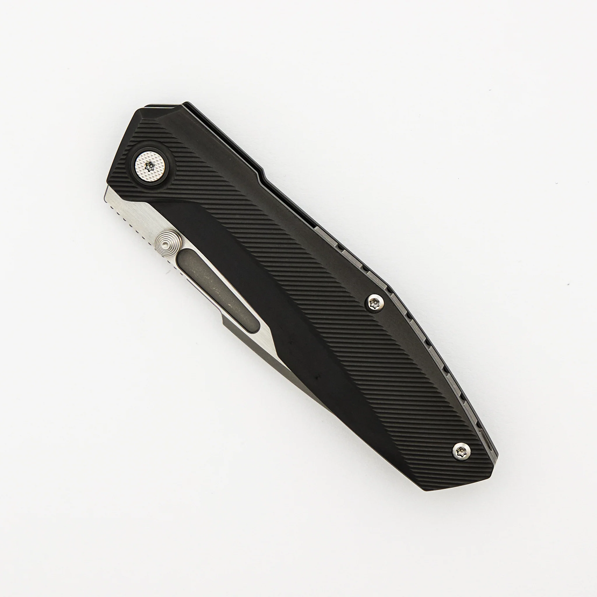 Raiden R2 - Milled Lines Titanium Black PVD Handle - Dark Stonewash W/ Satin Flats MagnaCut Blade - Image 3