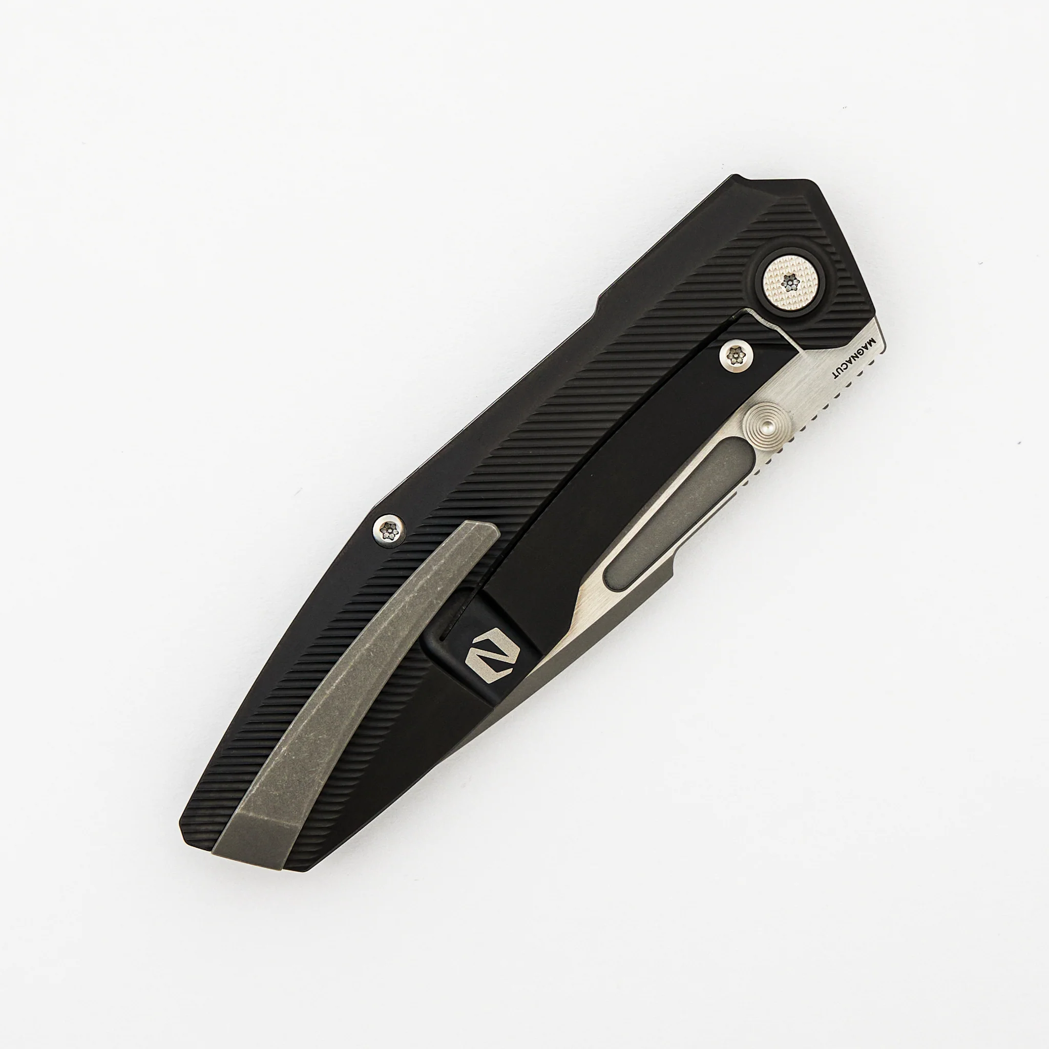 Raiden R2 - Milled Lines Titanium Black PVD Handle - Dark Stonewash W/ Satin Flats MagnaCut Blade - Image 4