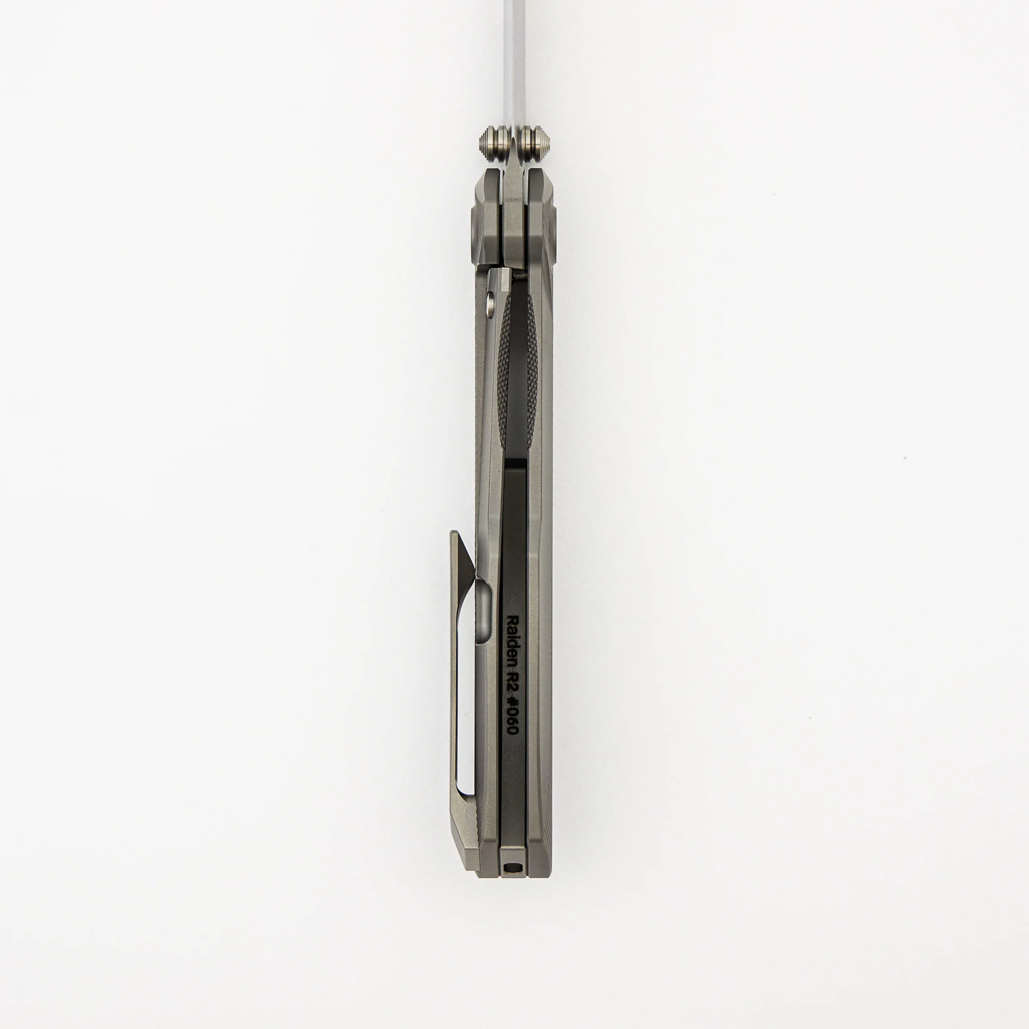Raiden R2 - Milled Lines Titanium Glass Beadblast Handle - Belt Satin MagnaCut Blade - Image 6