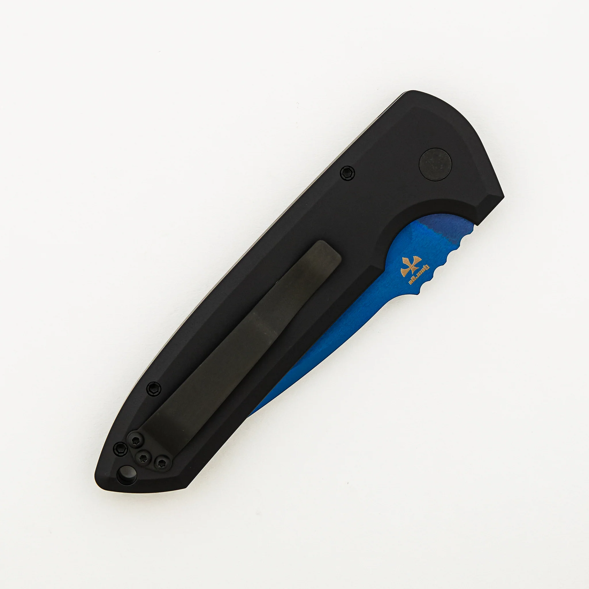 Rockeye Auto - LG307-SB - Textured Black Aluminum Handle - Sapphire Blue S35VN Blade (Les George Design) - Image 4