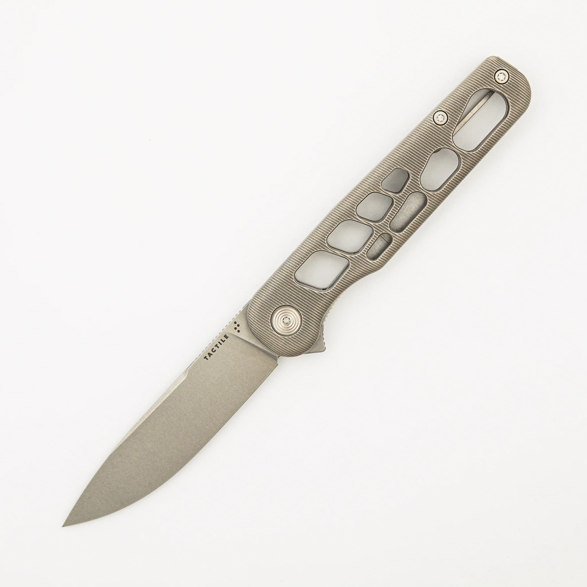 Rockwall Flipper V2 - Skeletonized Stonewash Titanium Handles - MagnaCut Blade