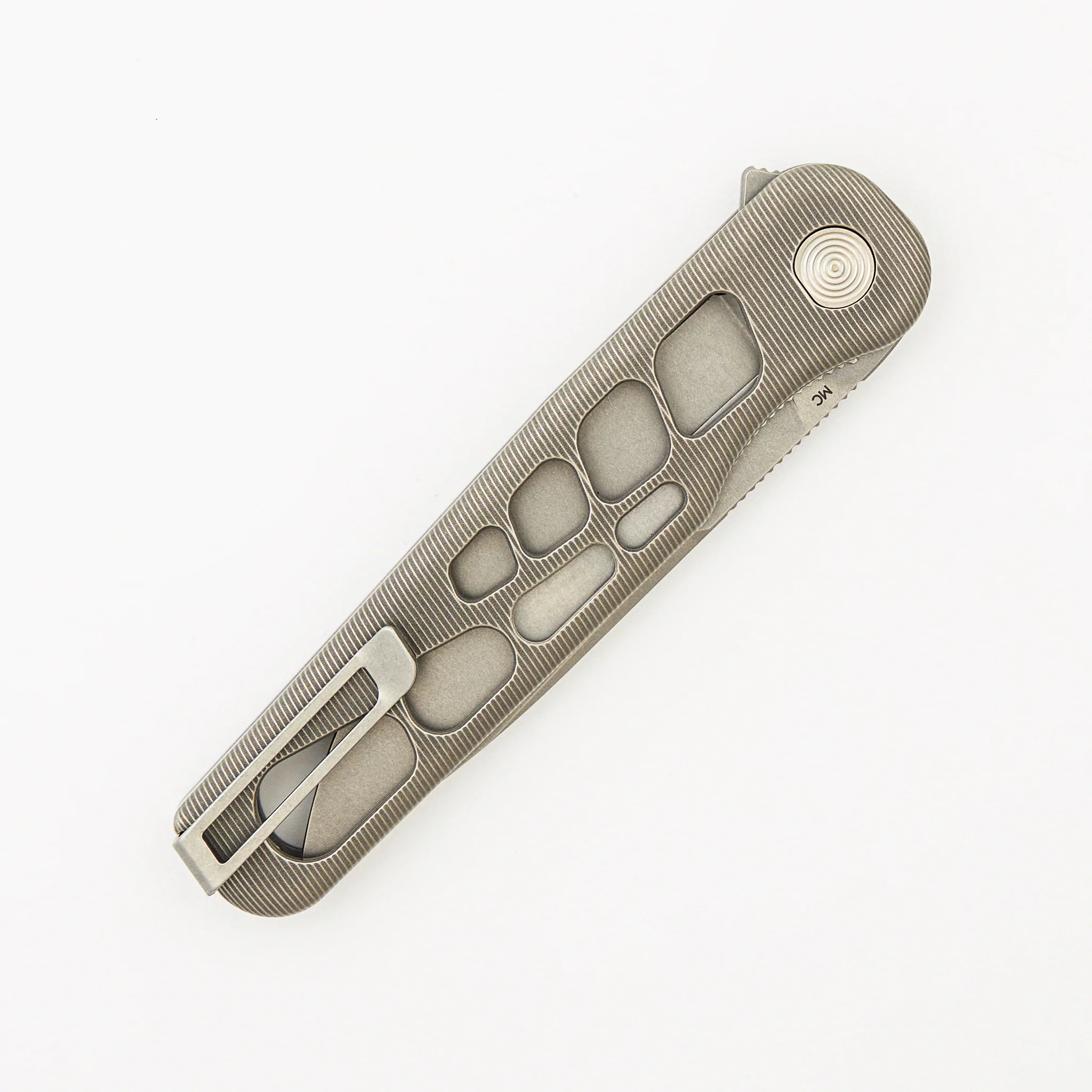 Rockwall Flipper V2 - Skeletonized Stonewash Titanium Handles - MagnaCut Blade - Image 4